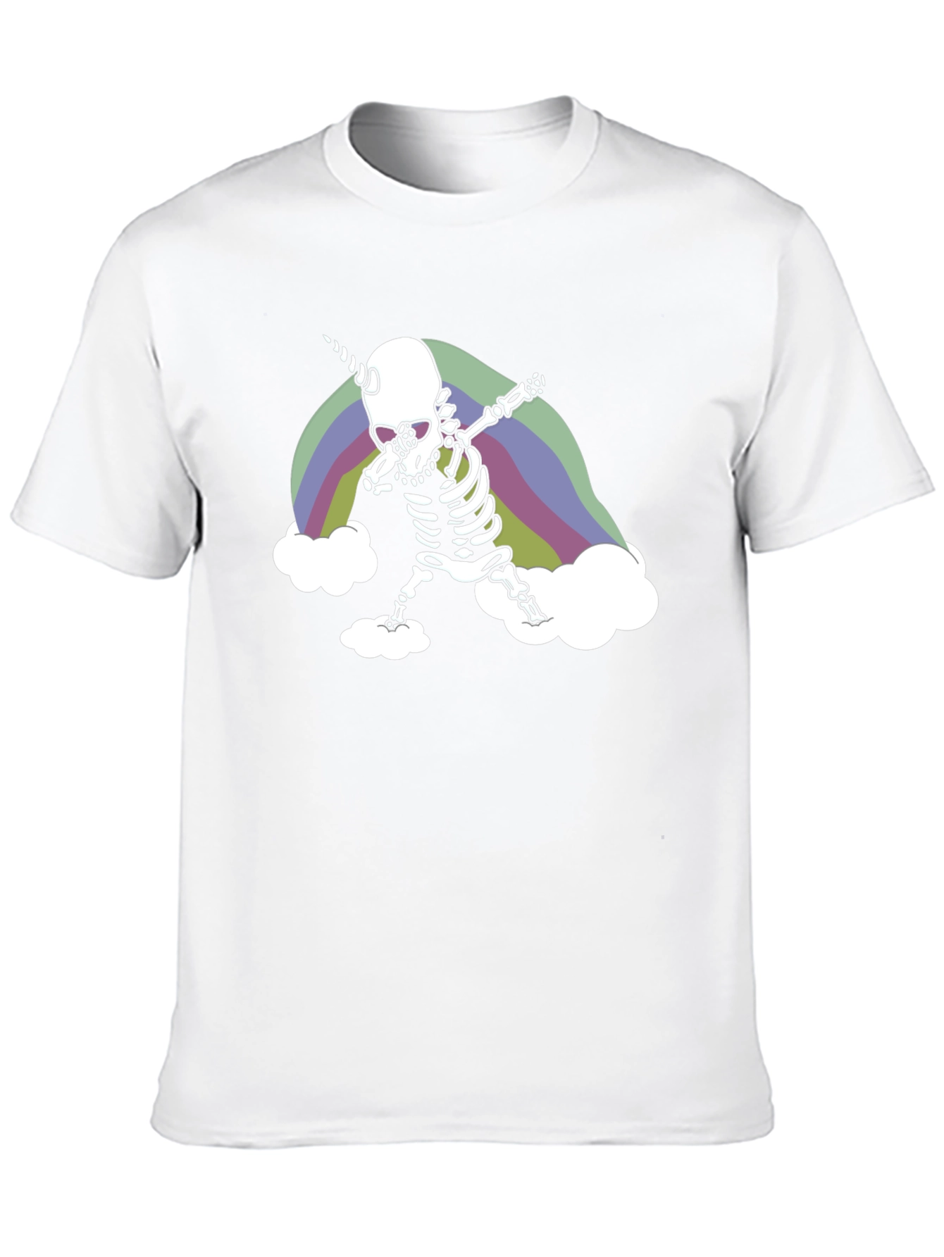Black Dabbing Skeleton Unicorn Rainbow Graphic Tee view 10