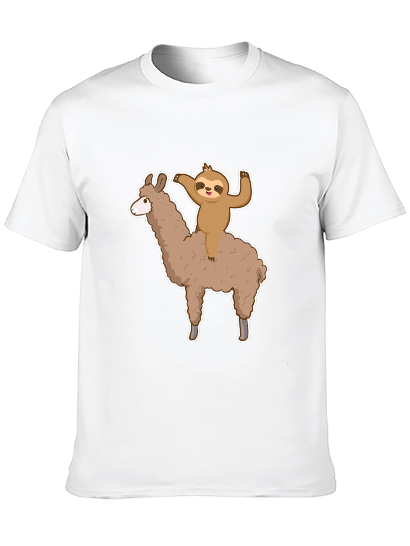 Black Sloth Riding Llama Graphic Tee - Men's Black T-Shirt view 10