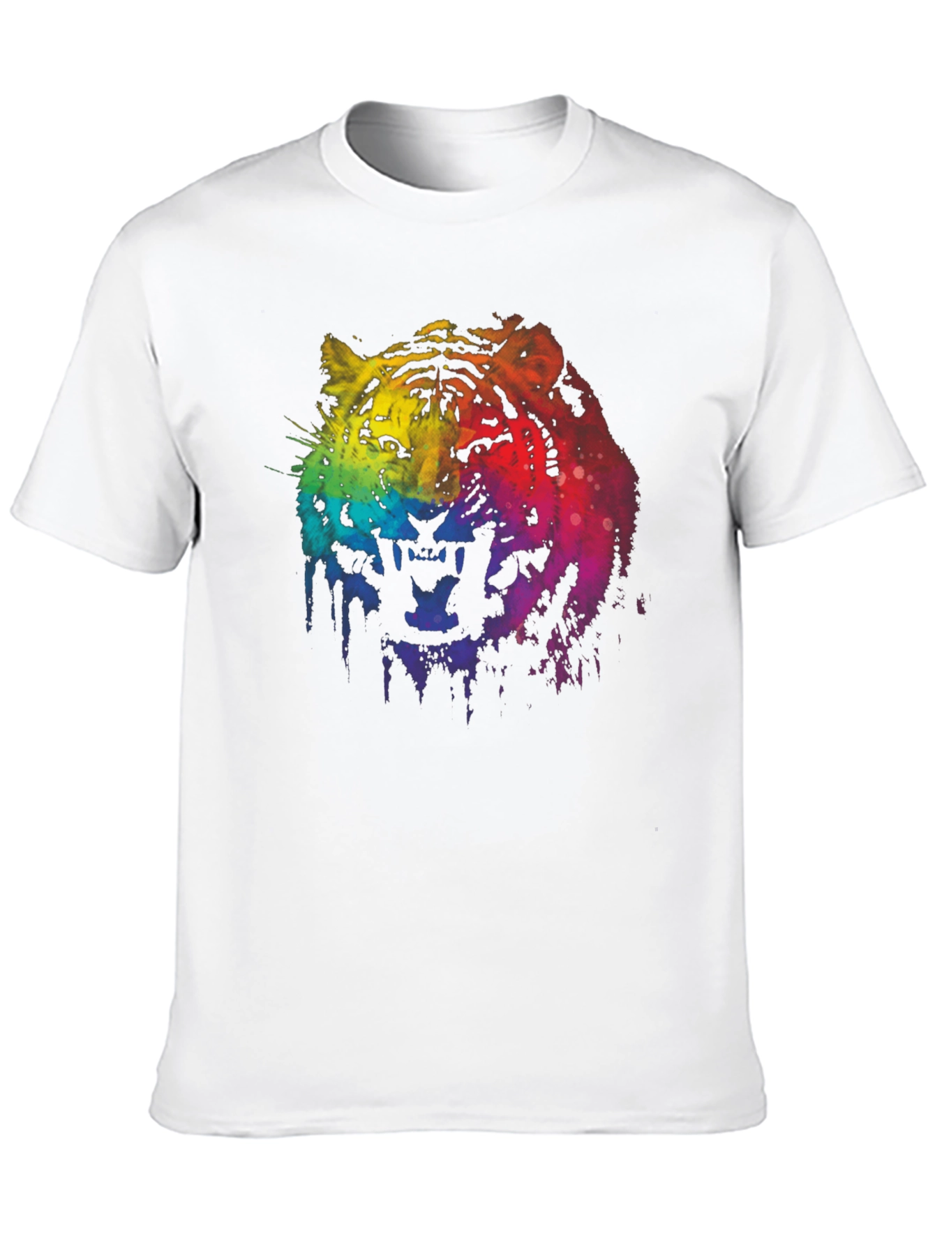 Black Rainbow Tiger Graphic Print Black T-Shirt view 10