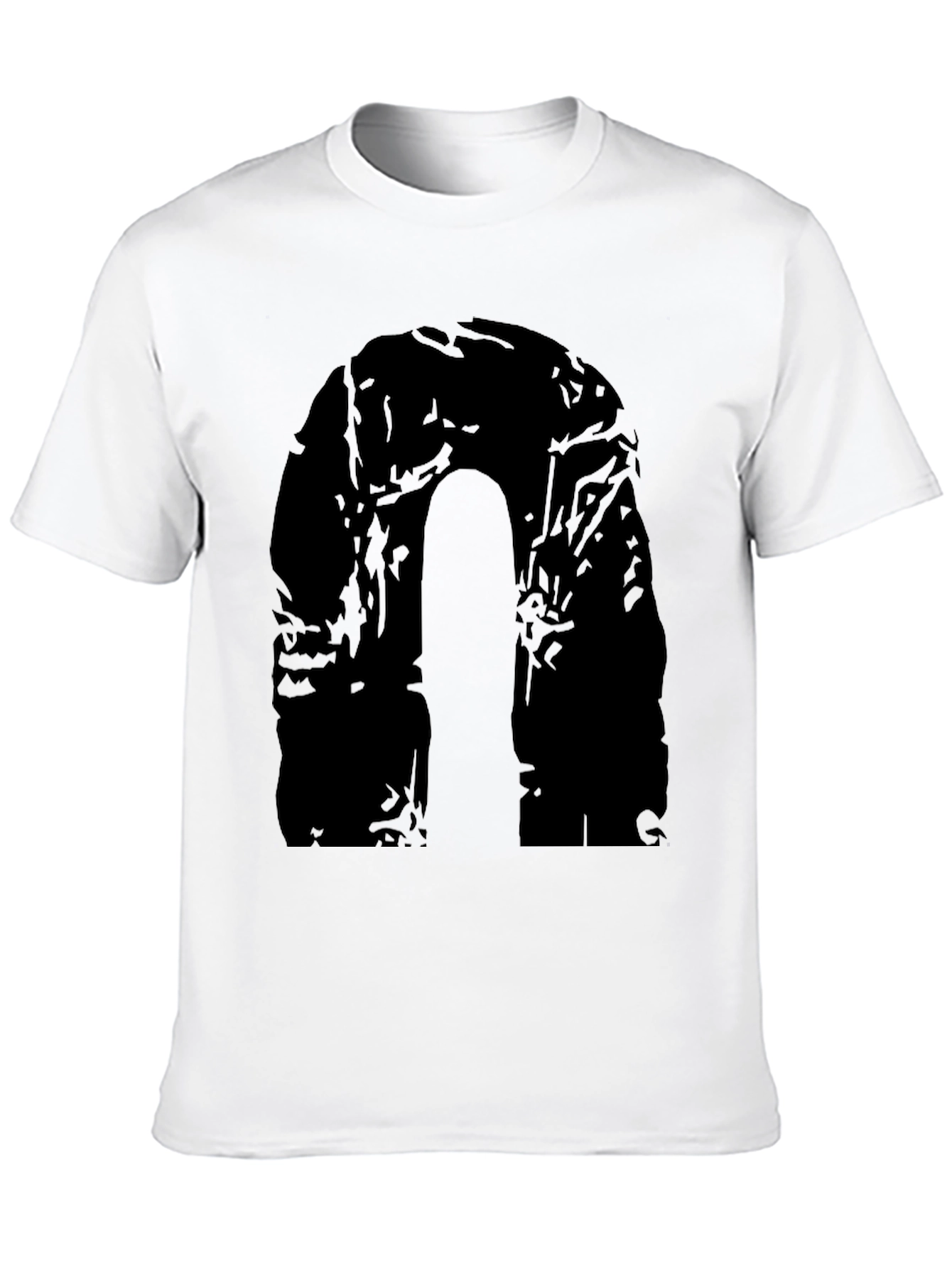 Black Men's Black Graphic Tee - Abstract Arch Design view 10