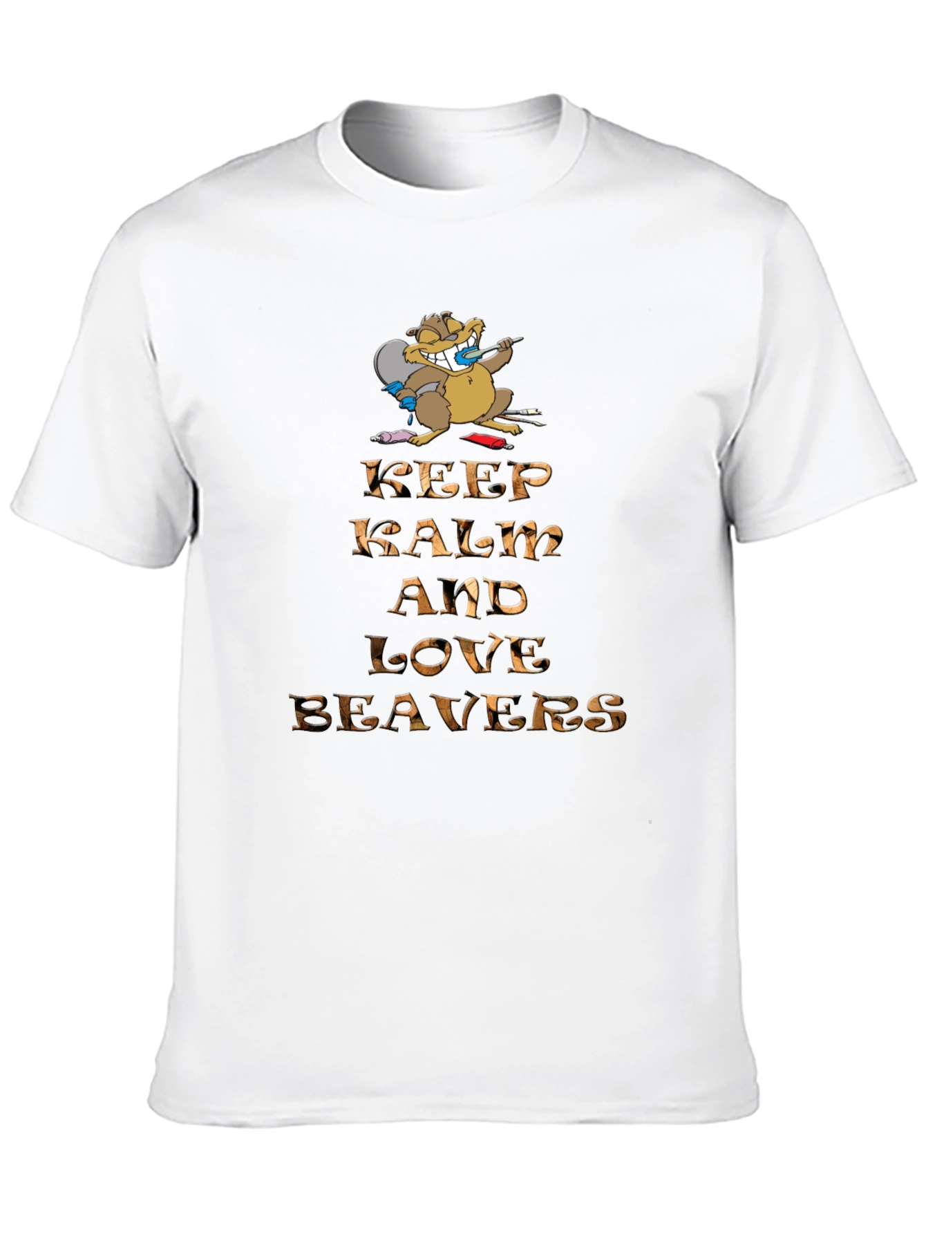 Black Keep Calm and Love Beavers Graphic Tee view 10