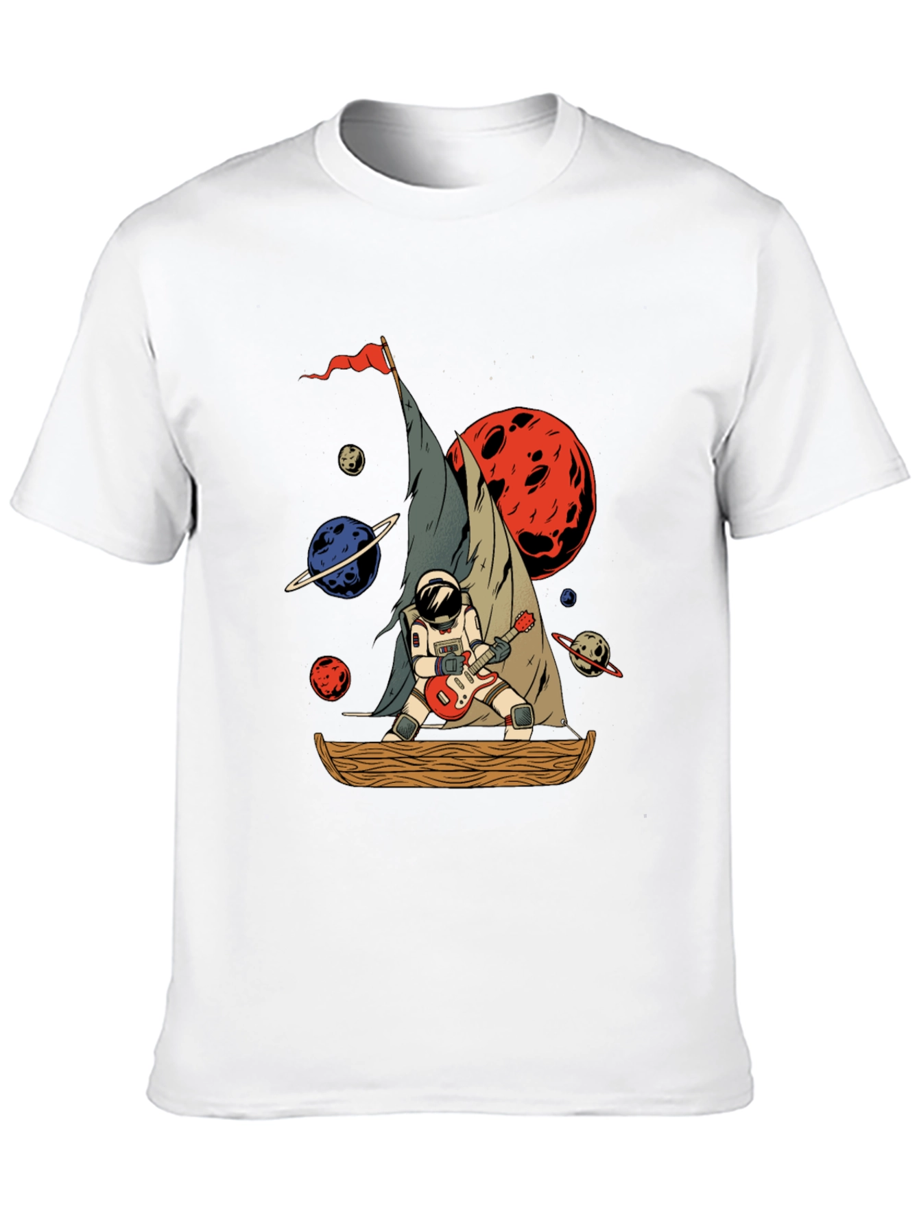 Black Astronaut Guitarist Space T-Shirt view 10