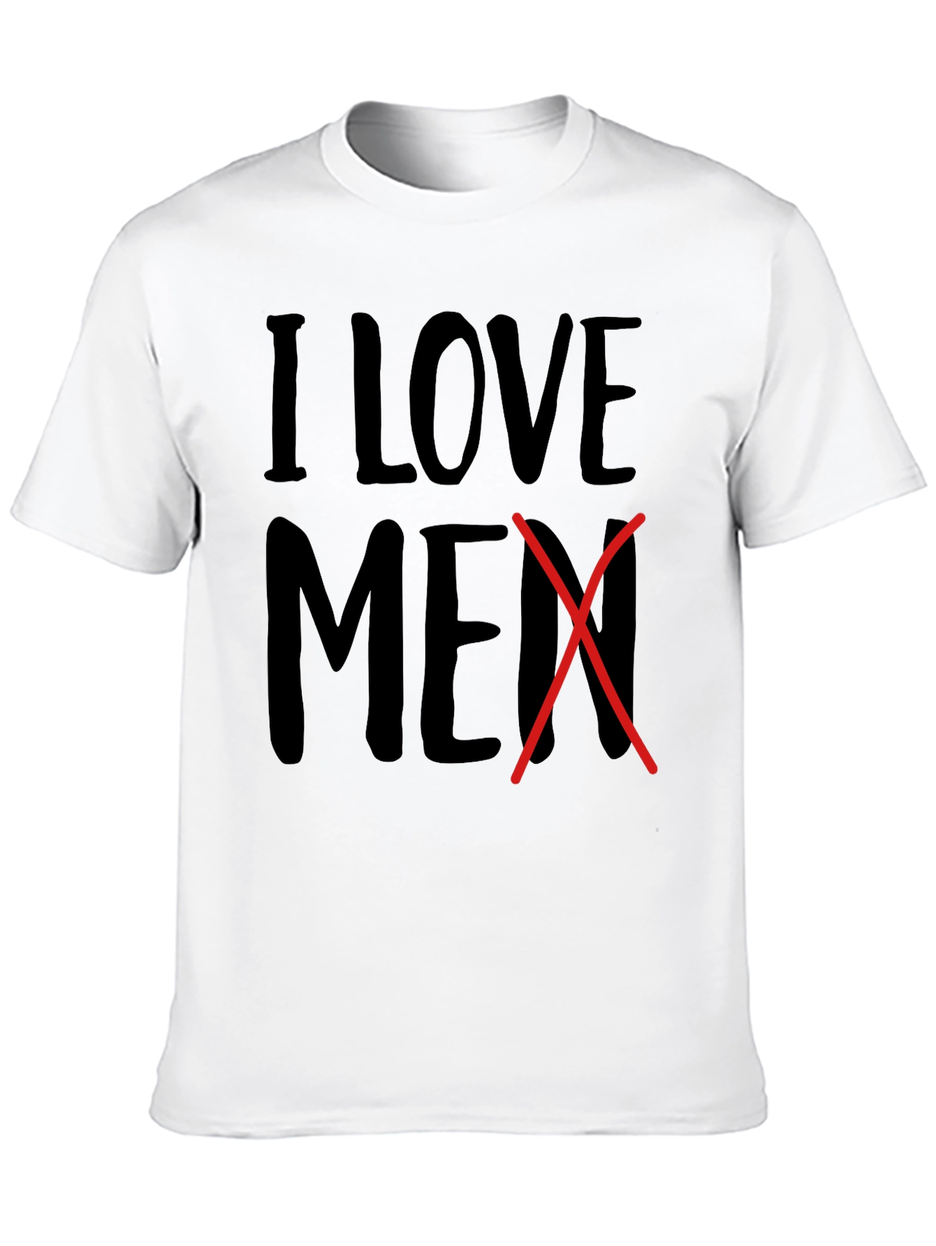 Black I Love Men Crossed Out Novelty T-Shirt view 10
