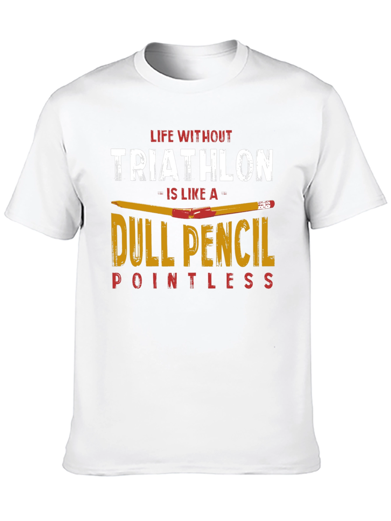 Black Triathlon Dull Pencil T-Shirt for Athletes view 10
