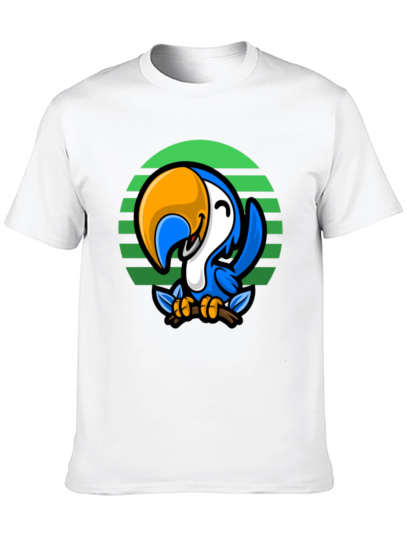 Black Cartoon Parrot Graphic Tee - Men's Black T-Shirt view 10