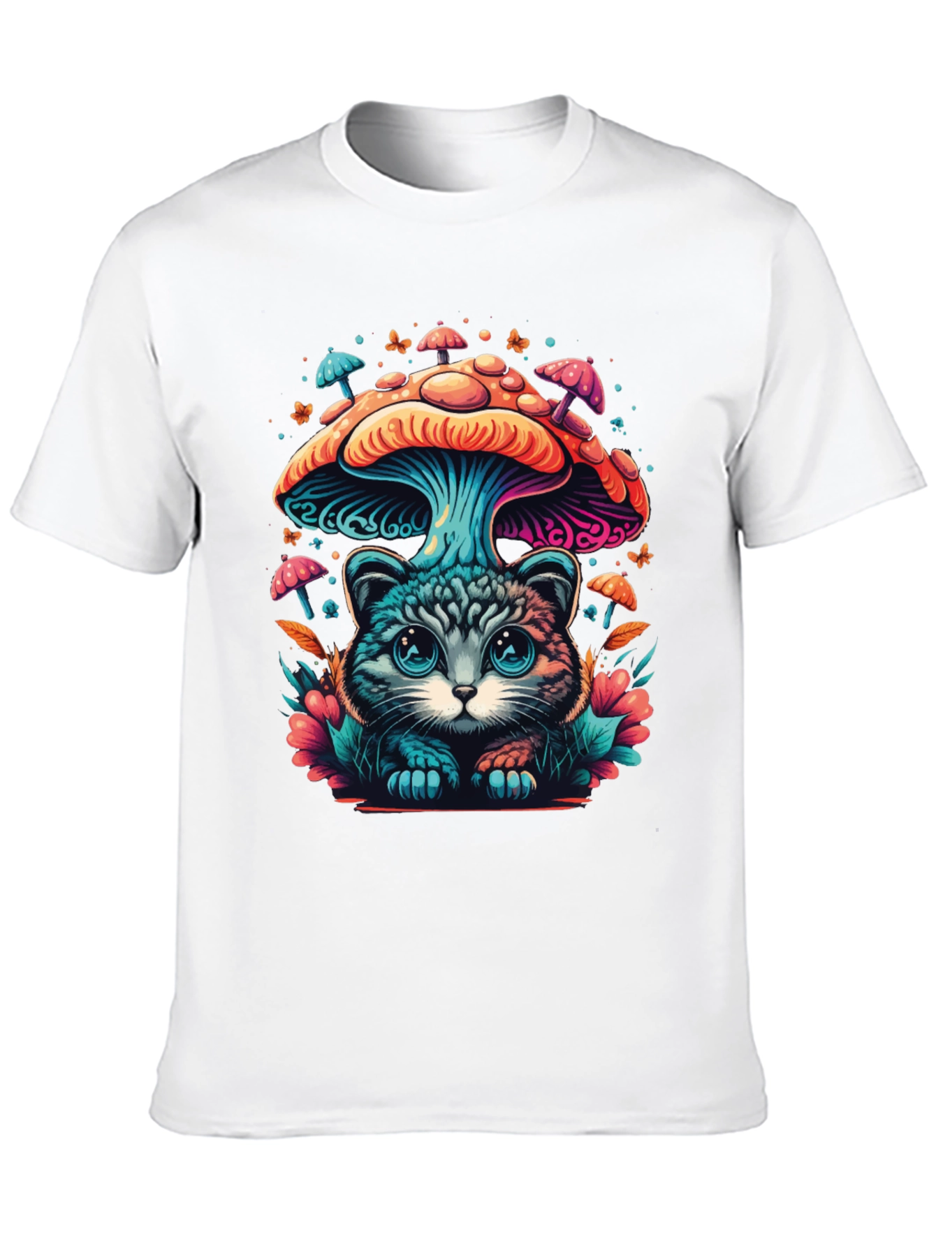 Black Mushroom Cat T-Shirt - Unique Graphic Tee view 10