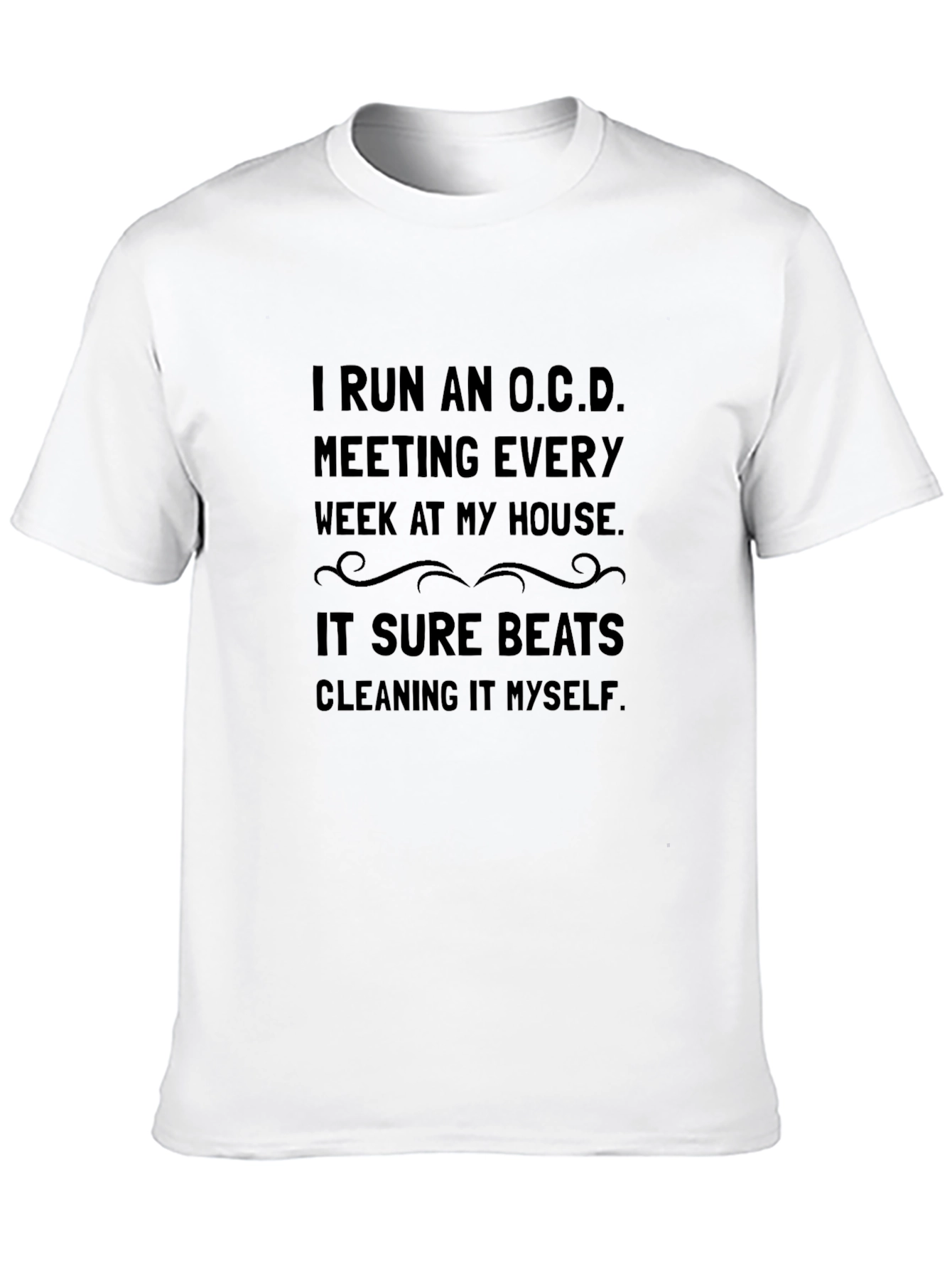 Black Funny OCD Cleaning Black T-Shirt view 10