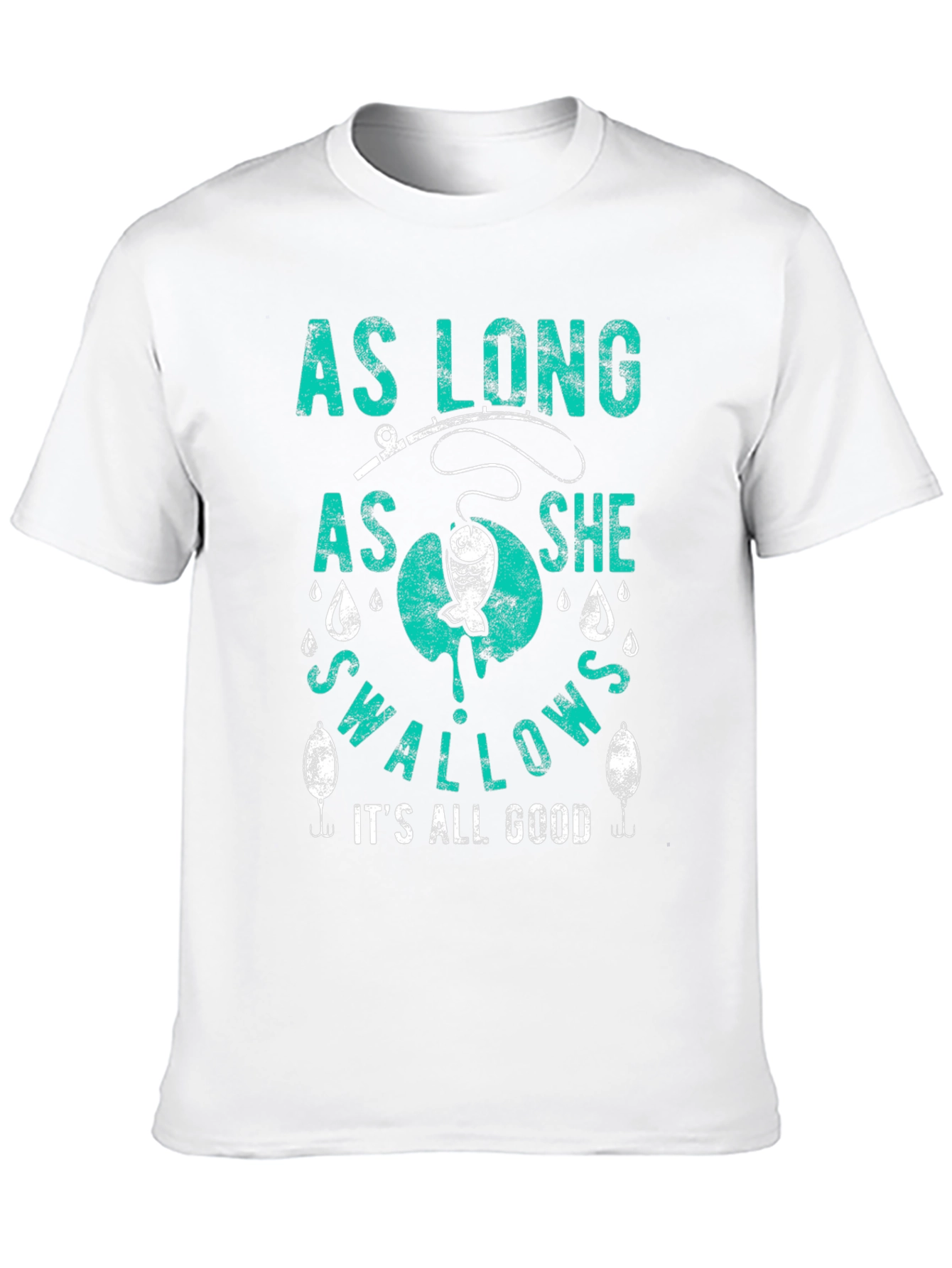 Black Funny Fishing T-Shirt - As Long As She Swallows view 10