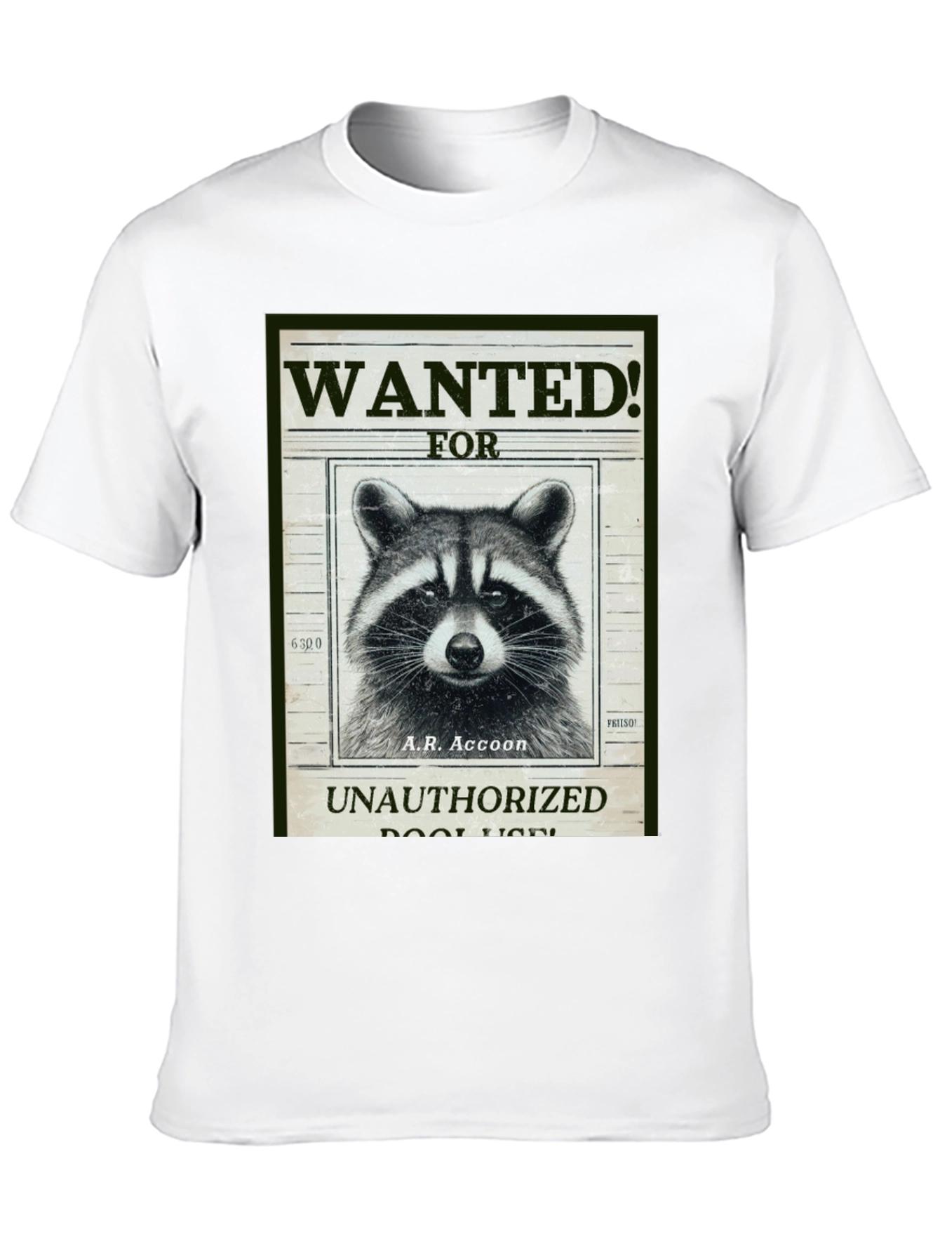 Black Raccoon Wanted T-Shirt - A.R. Accoon - Funny Graphic Tee view 10
