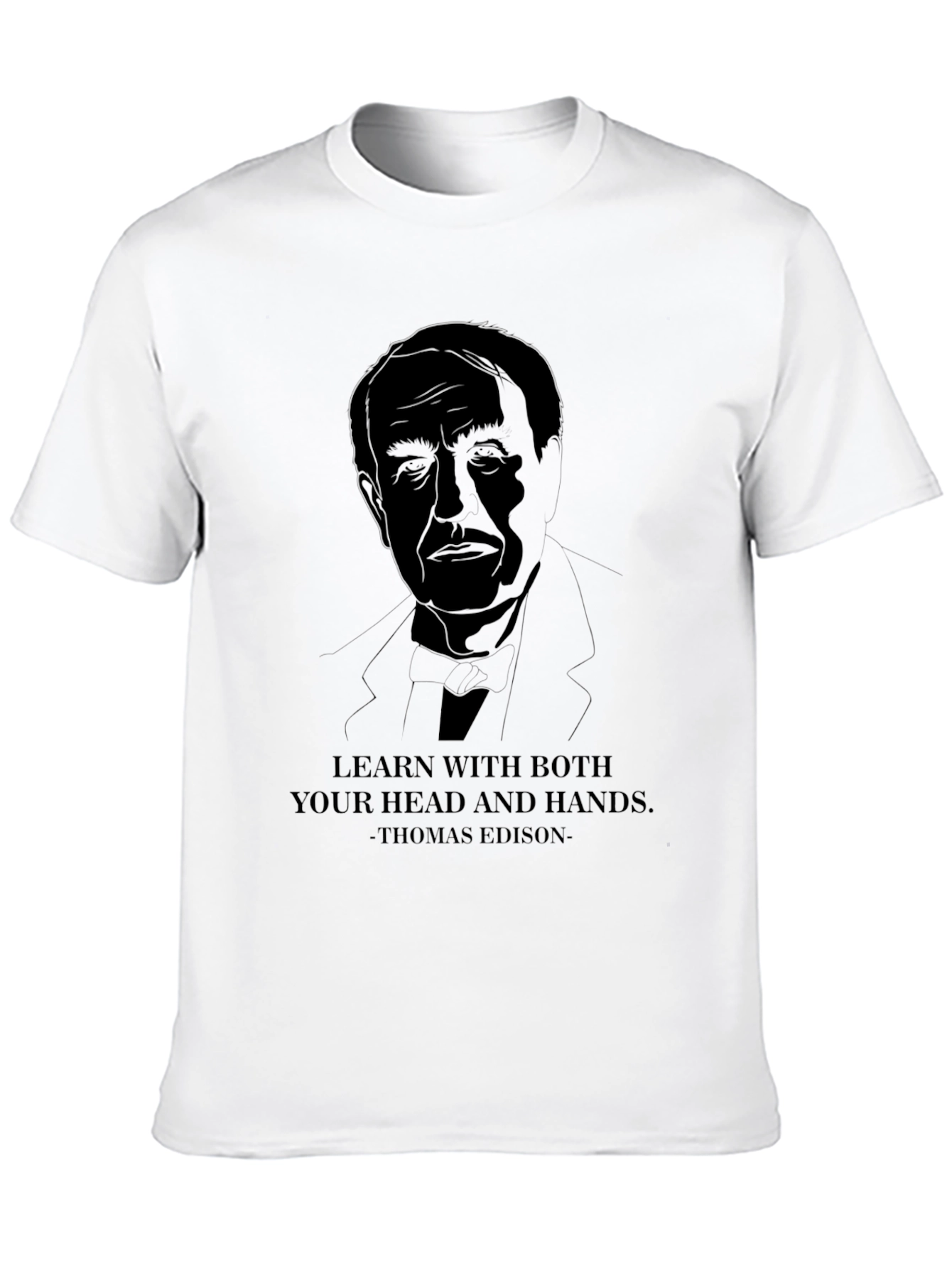 Black Thomas Edison "Learn With Both" T-Shirt view 10