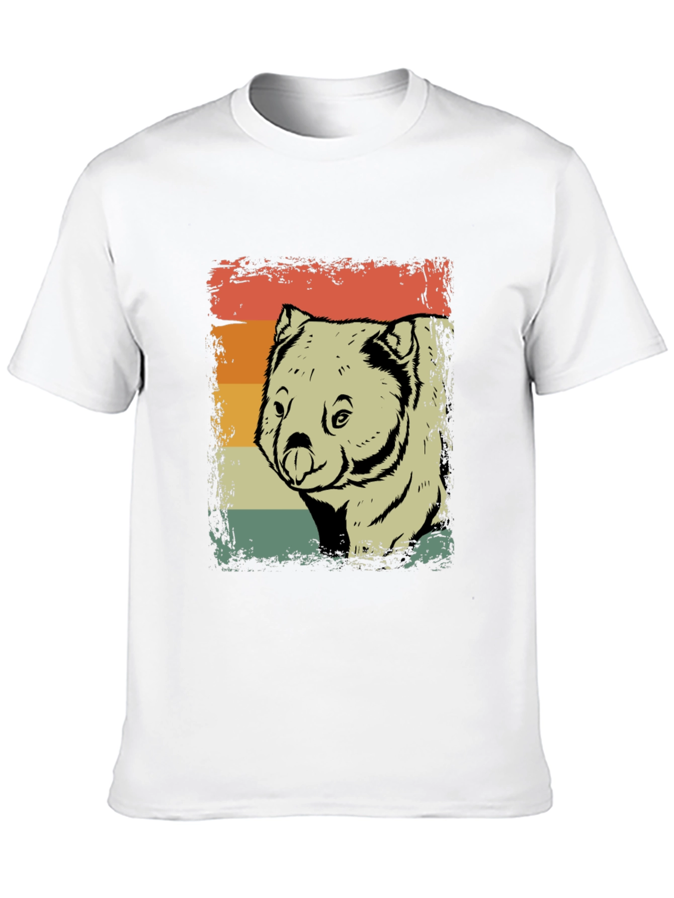 Black Retro Wombat T-Shirt - Distressed Vintage Style view 10