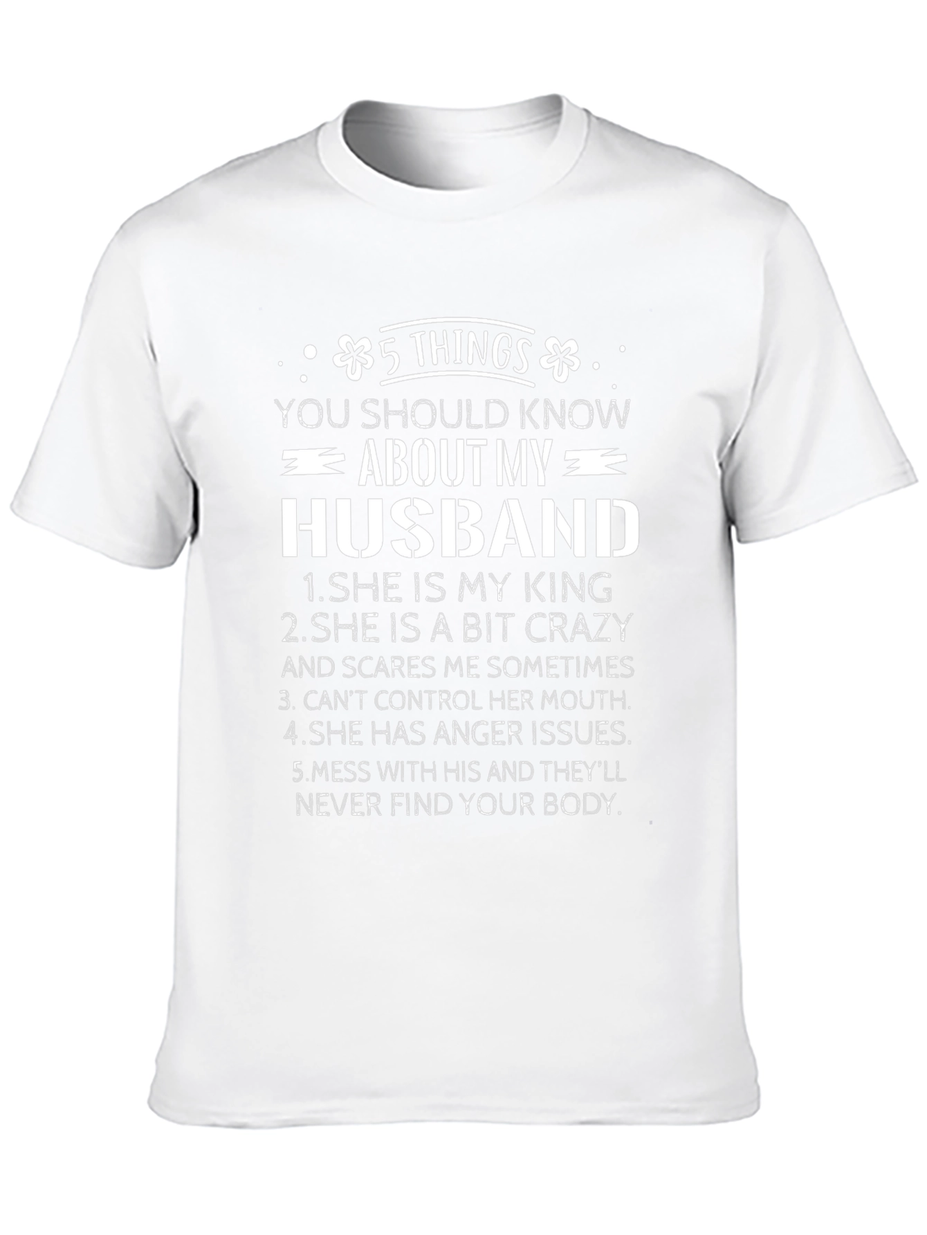 Black 5 Things About My Husband Funny T-Shirt view 10