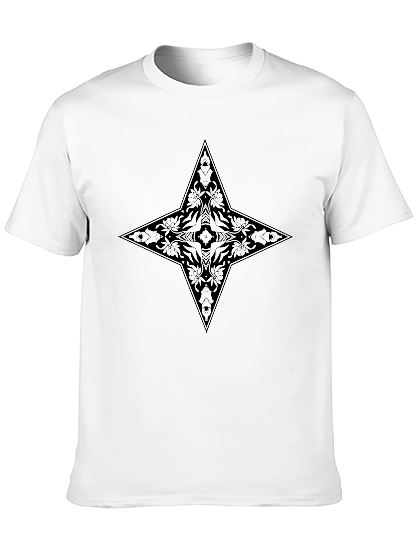 Black Black Floral Star Graphic Tee - Modern Style view 10