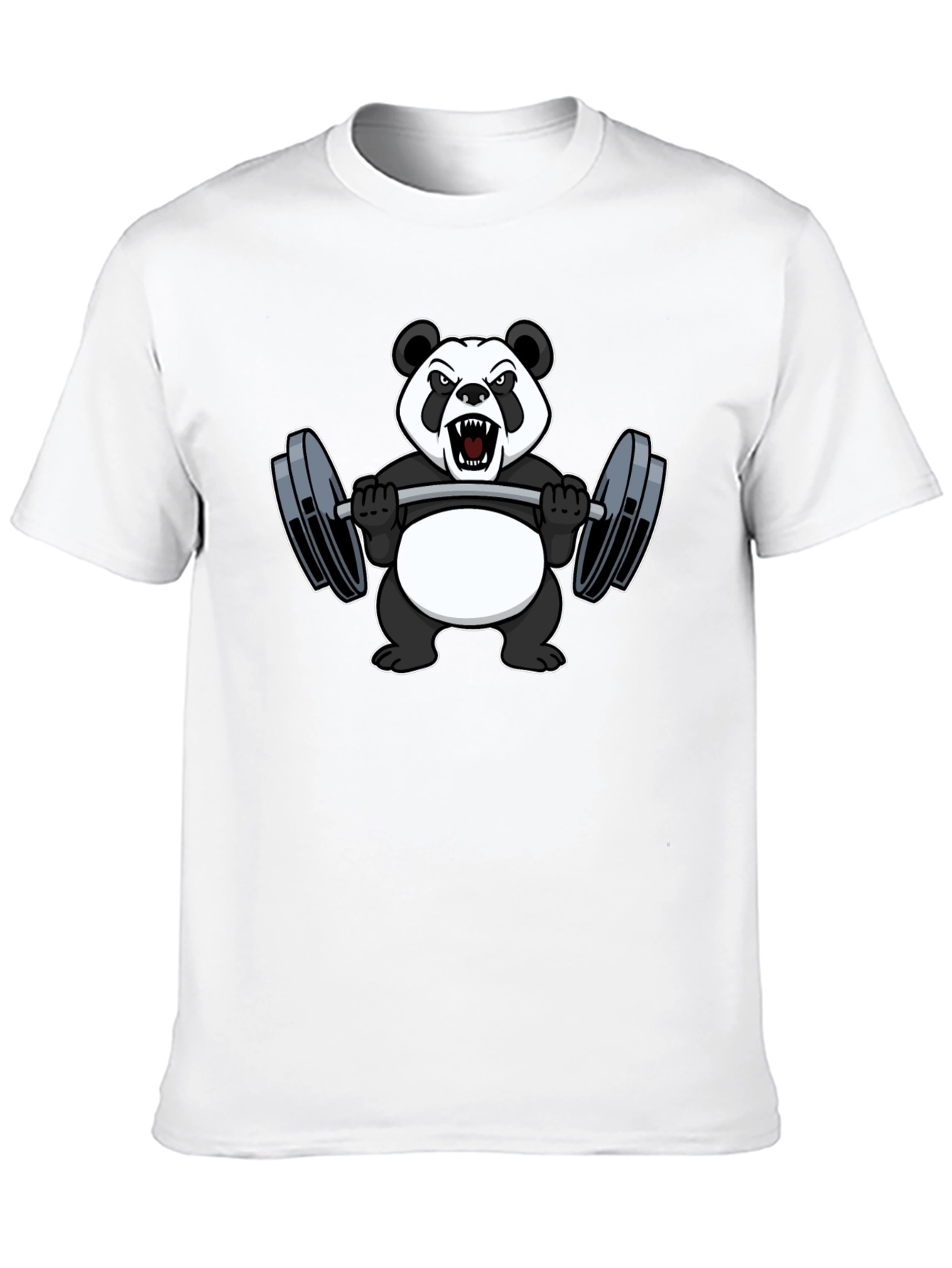 Black Panda Lifting Weights Graphic Tee - Black Cotton T-Shirt view 10