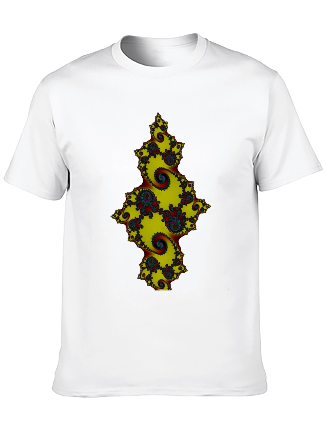 Black Fractal Spiral Graphic Black Tee view 10