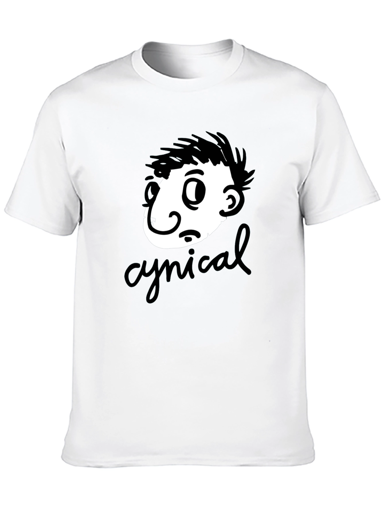 Black Cynical Cartoon Graphic T-Shirt - Black view 10