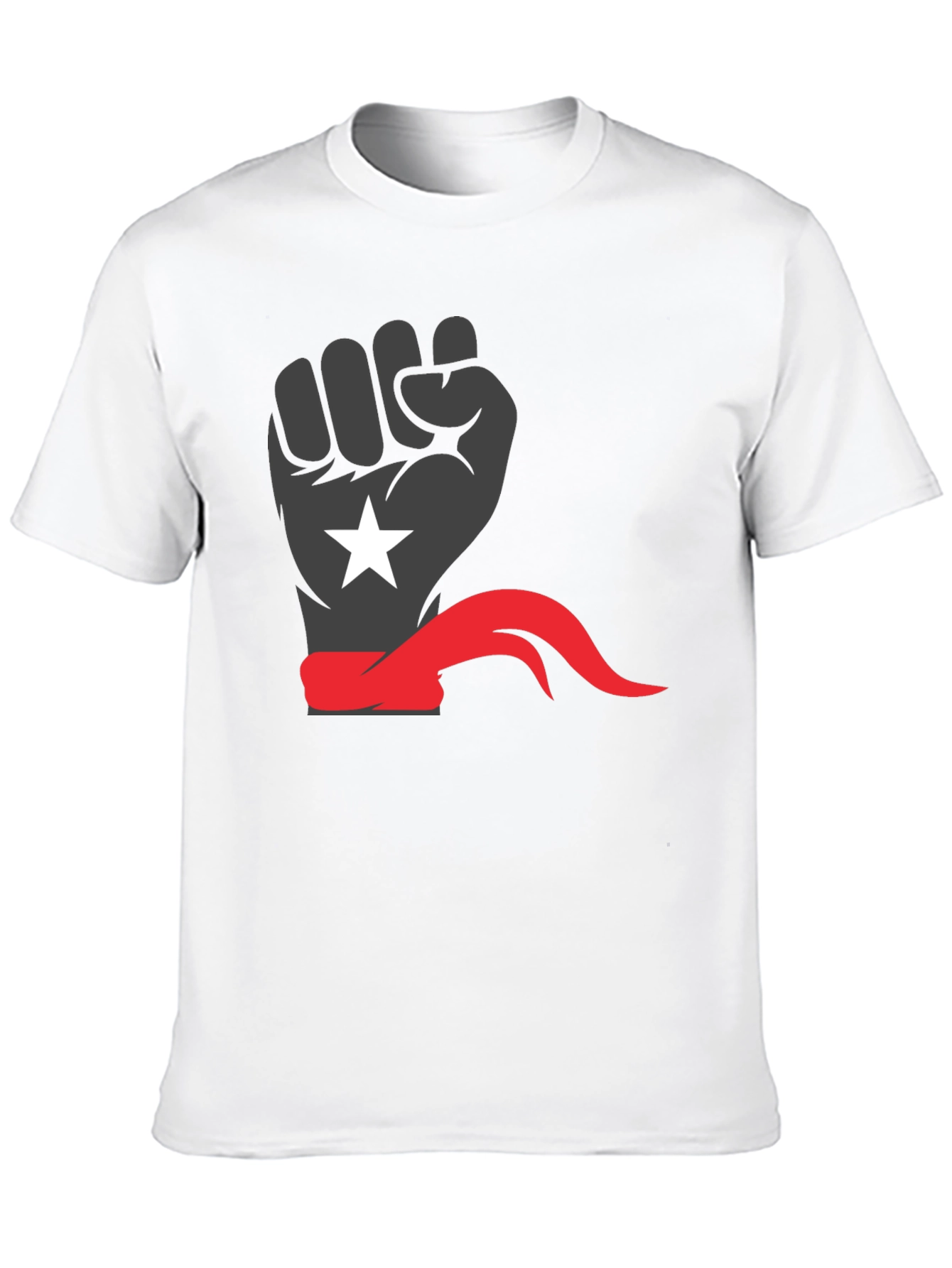 Black Power Fist Tee - Red Bandana Star Design - 10