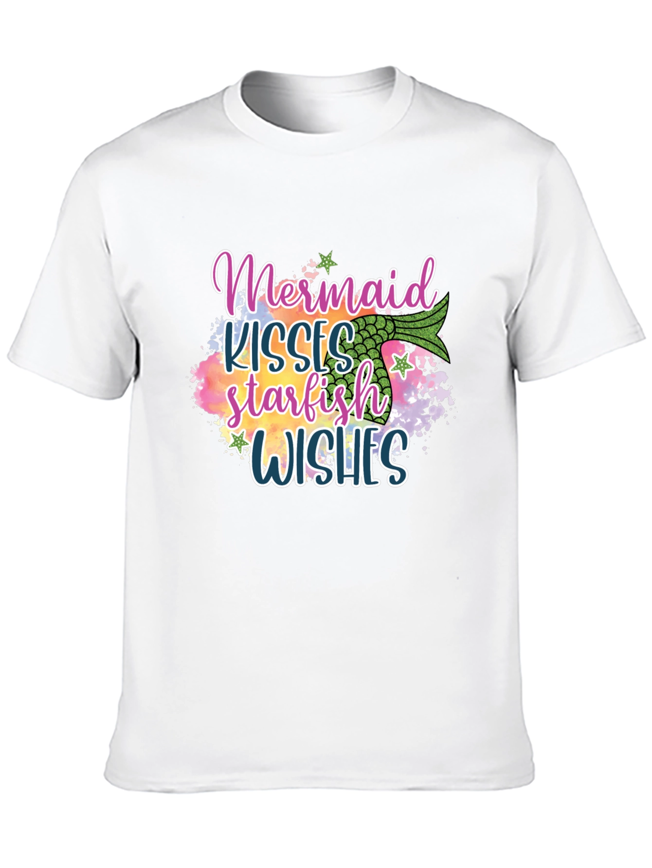 Black Mermaid Kisses Starfish Wishes Graphic Tee view 10
