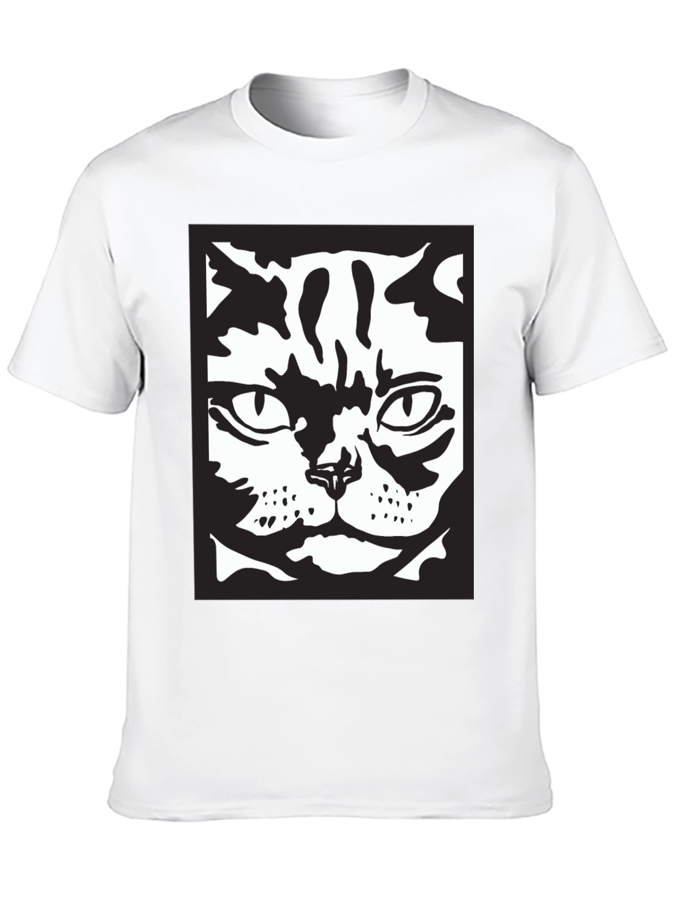 Black Cool Cat Face Graphic Black T-Shirt view 10