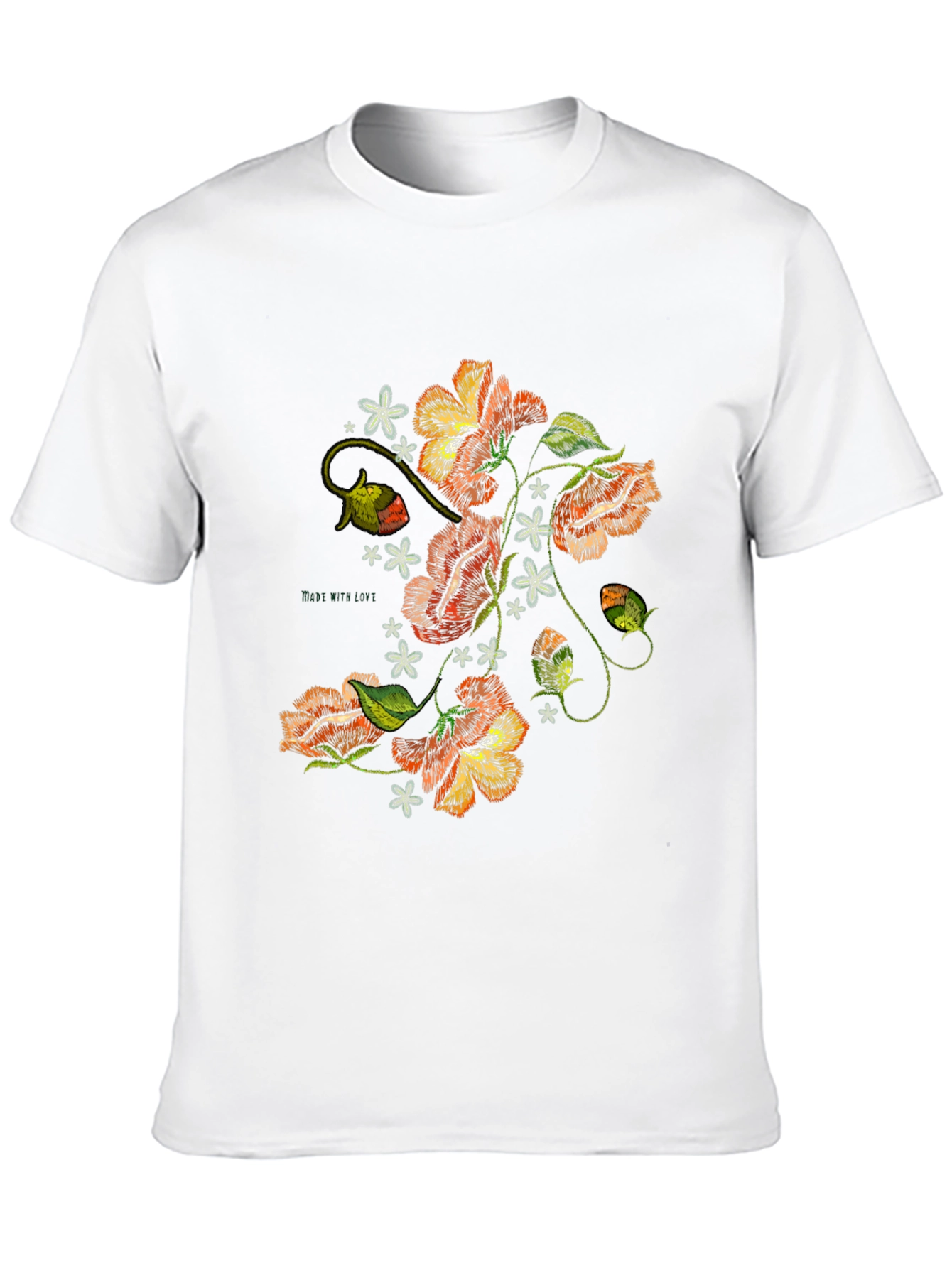 Black Floral Embroidered Graphic Black T-Shirt view 10