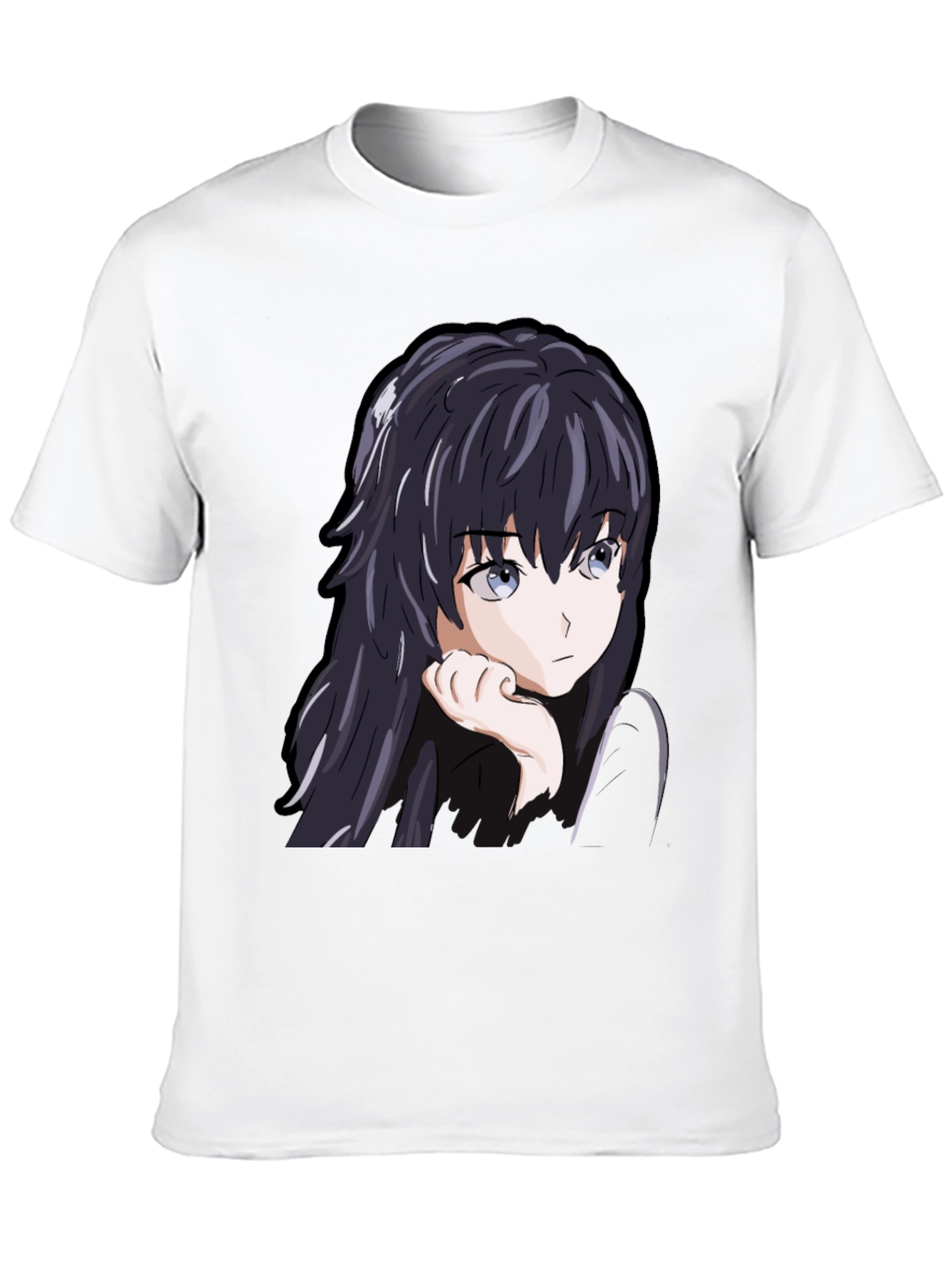 Black Anime Girl Graphic Tee - Black Cotton Casual T-Shirt view 10