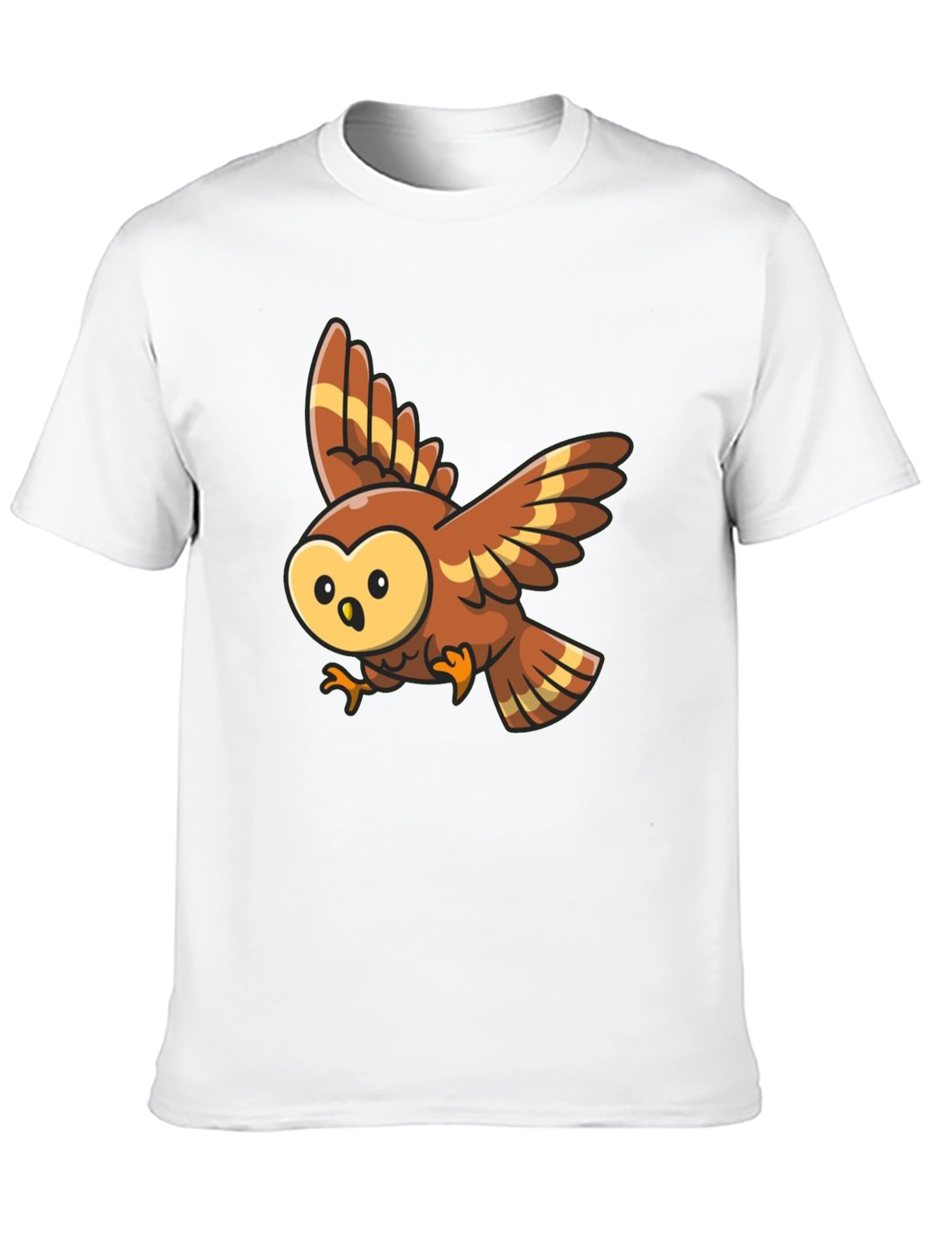 Black Cartoon Owl Graphic Tee - Black Cotton Blend view 10