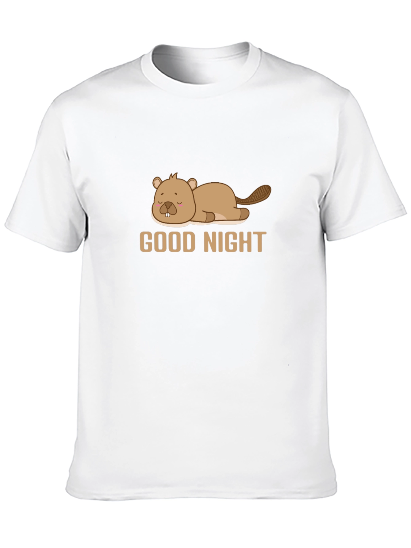 Black Good Night Beaver T-Shirt - Soft Black Cotton Blend view 10