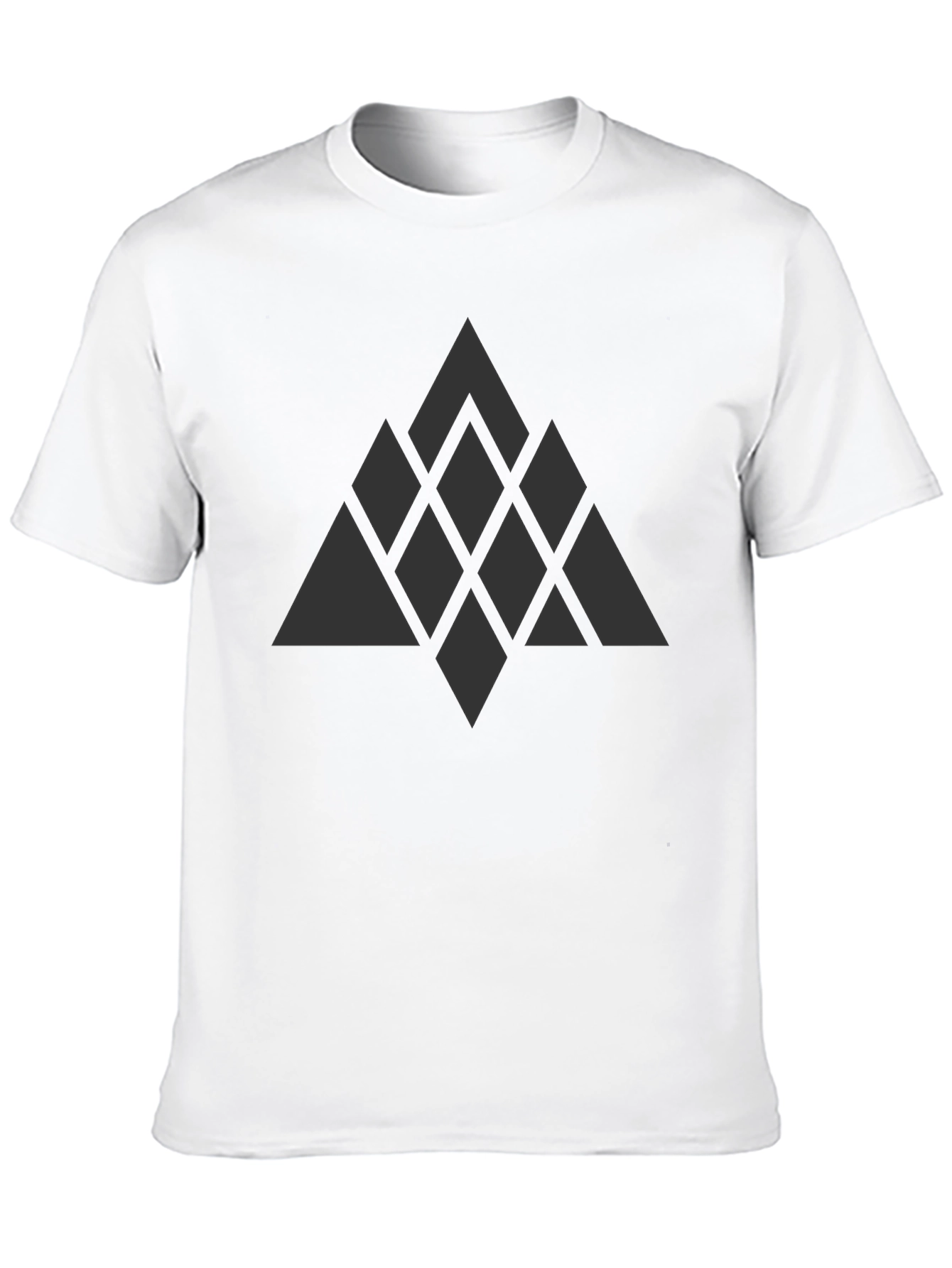 Black Geometric Diamond Pattern T-Shirt - Dark Gray Design view 10