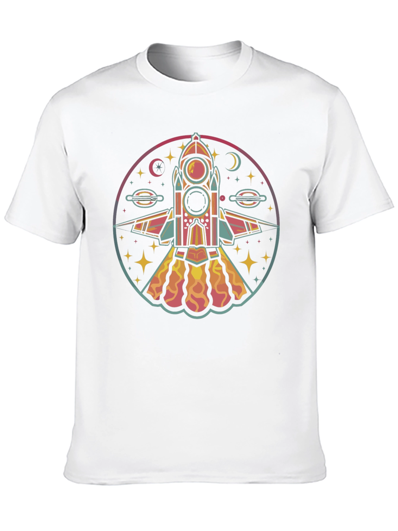 Black Retro Rocket T-Shirt - Galaxy Launch Tee view 10