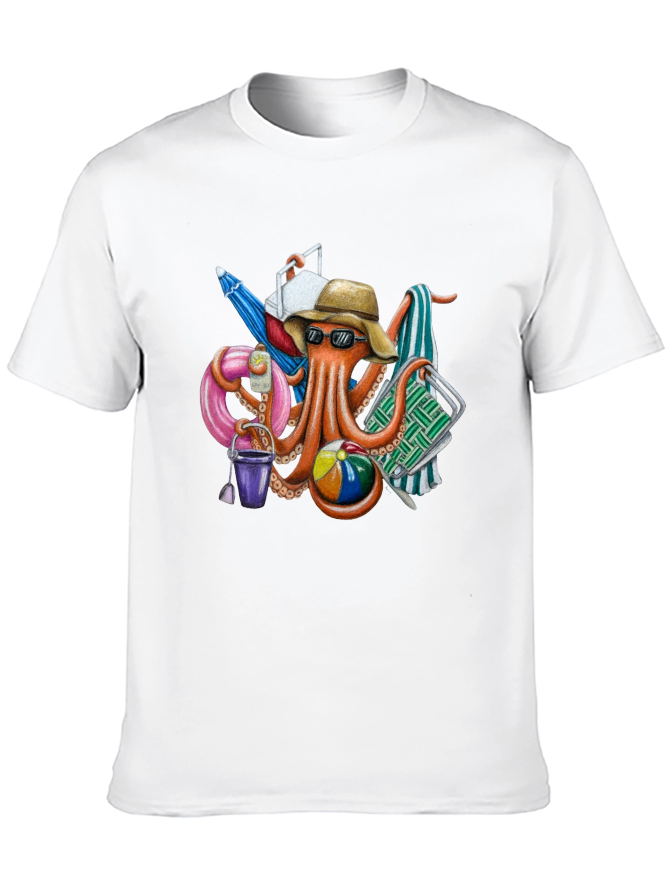 Black Beach Octopus Graphic T-Shirt - Summer Fun! view 10