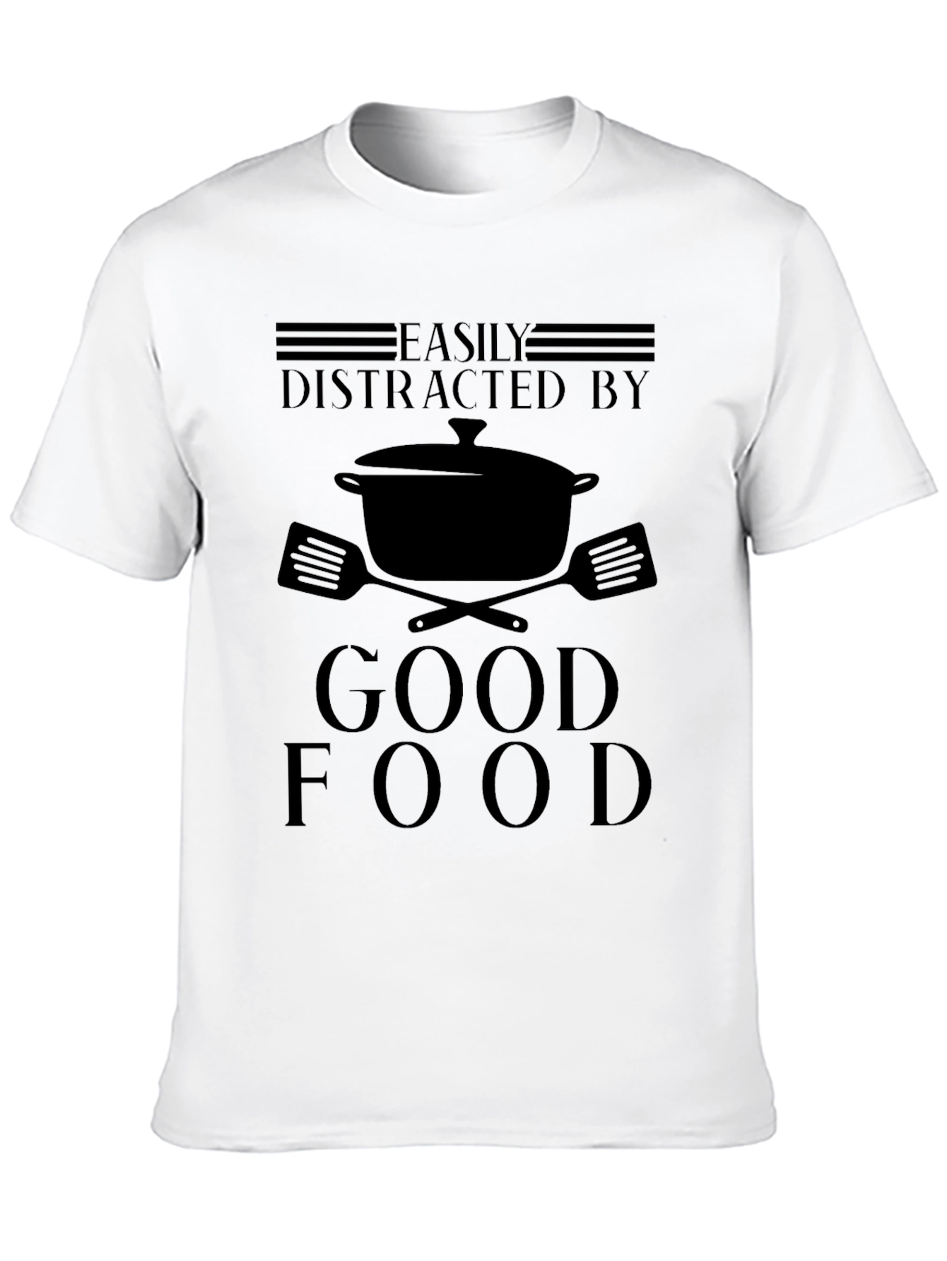 Black Easily Distracted By Good Food T-Shirt view 10
