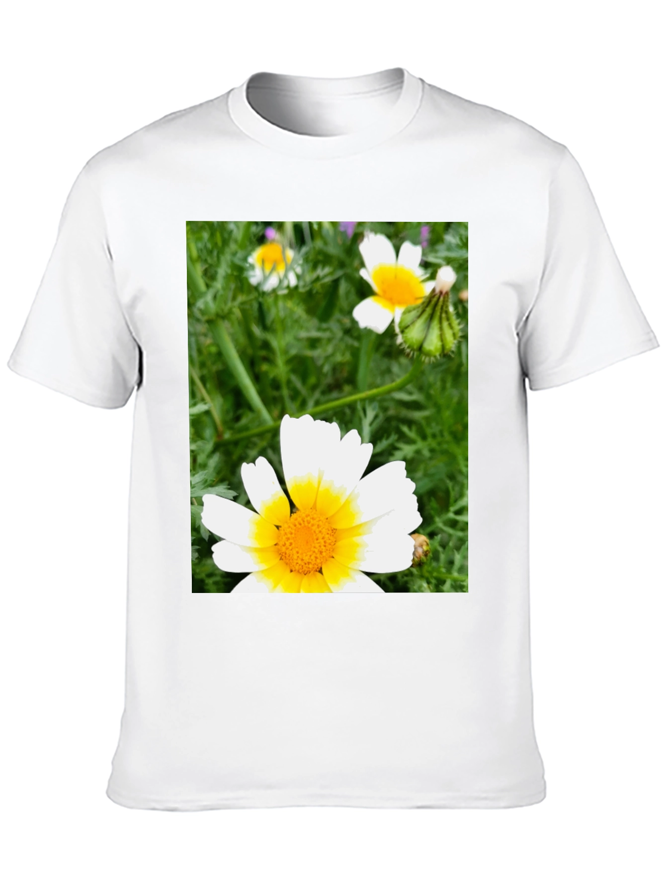 Black Daisy Flower Graphic T-Shirt - Casual Black Tee view 10