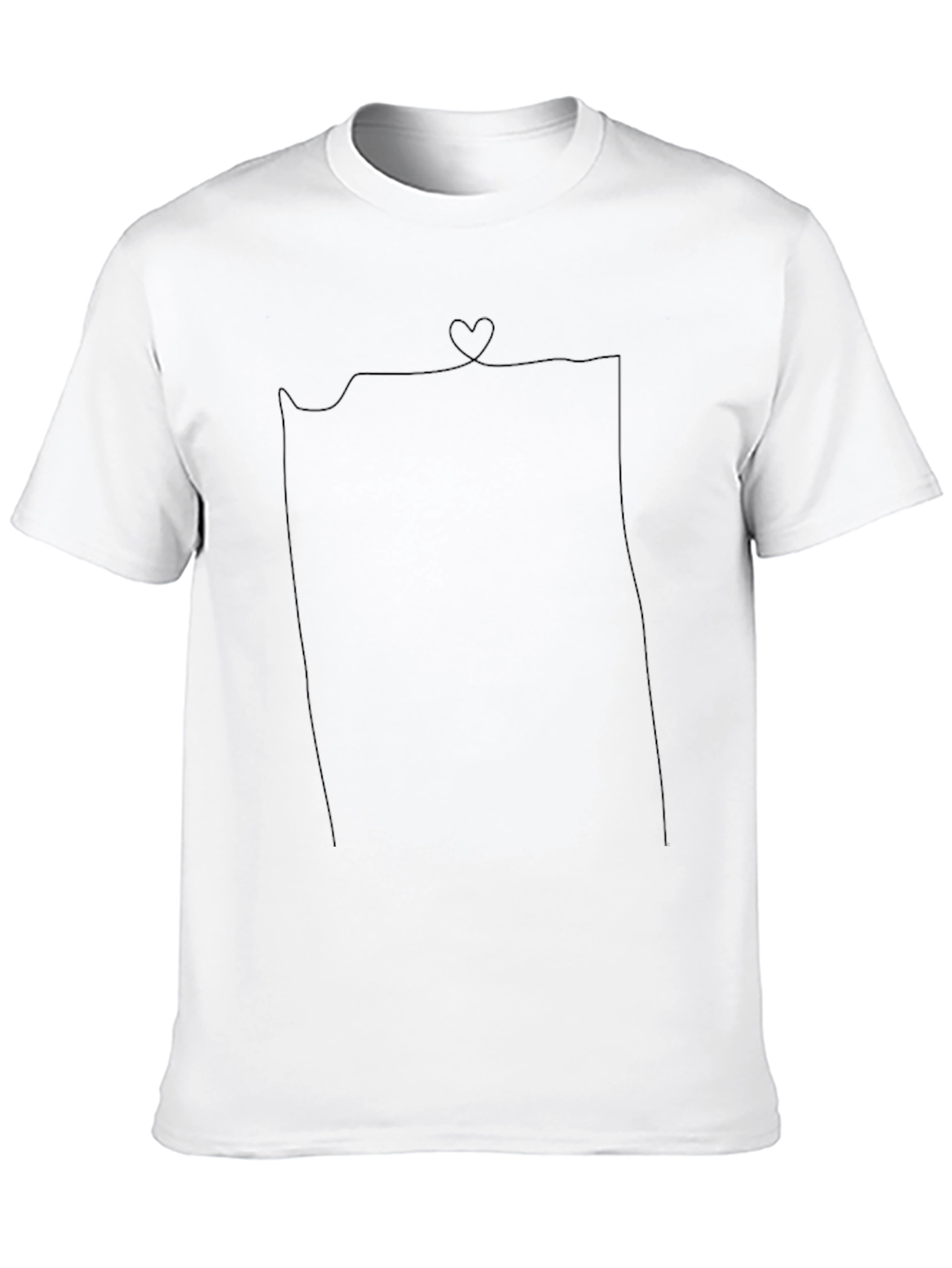 Black Minimalist Heart Line Art Black T-Shirt view 10