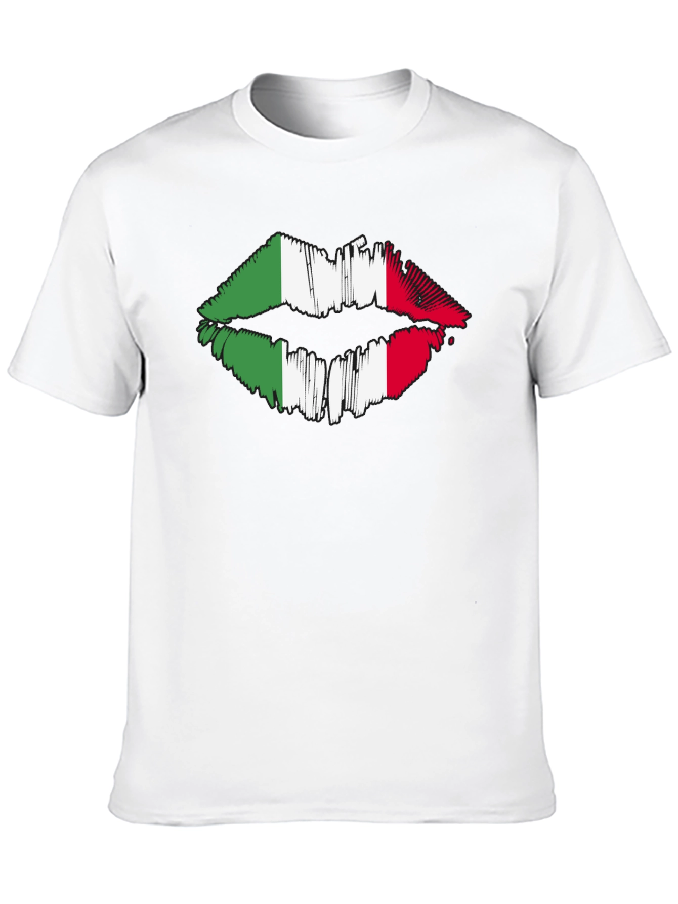 Black Italian Flag Lips Graphic Black T-Shirt view 10