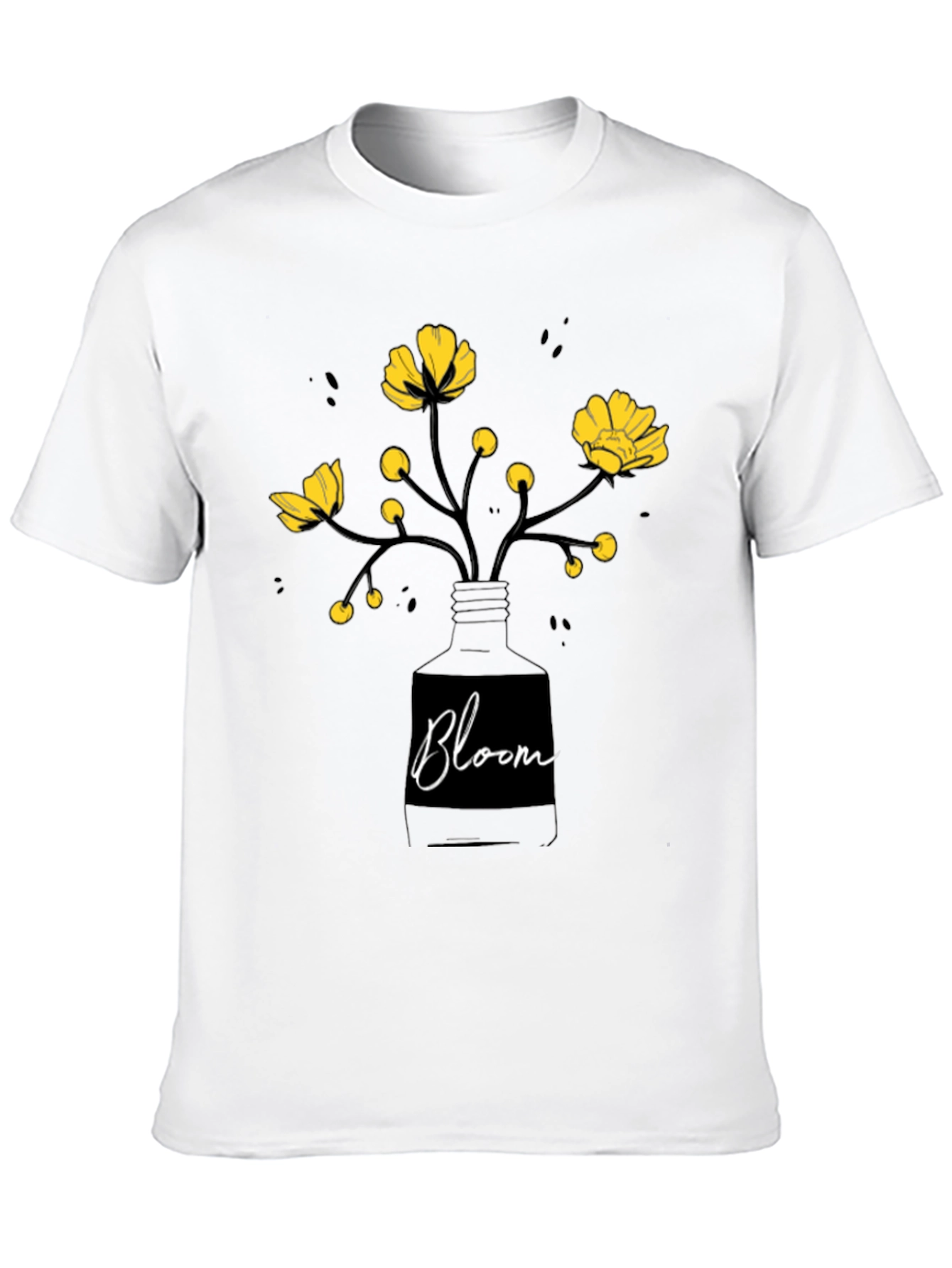 Black Bloom Graphic Tee - Black Cotton T-Shirt view 10