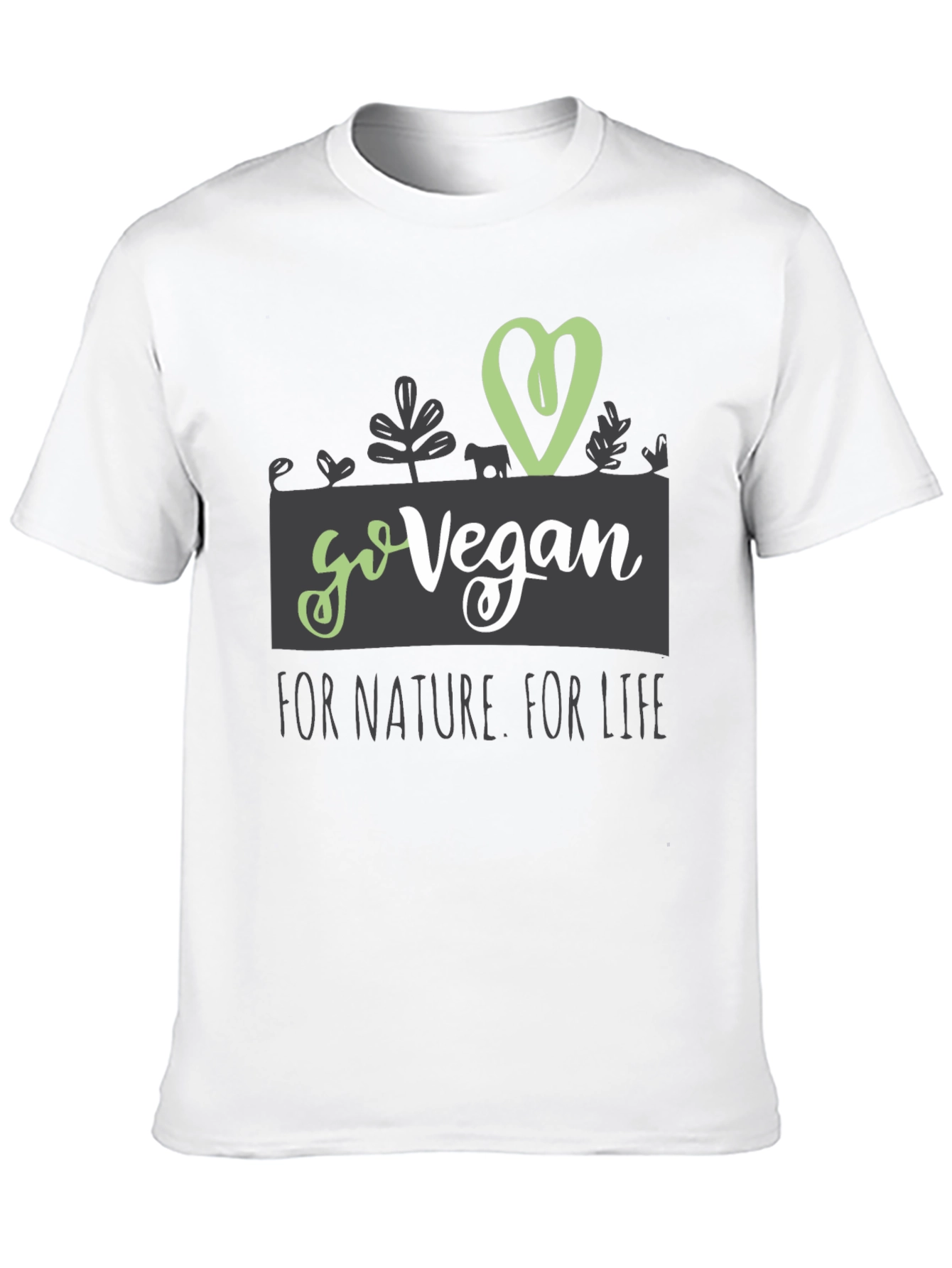 Black Go Vegan T-Shirt - For Nature, For Life - Animal Lover view 10
