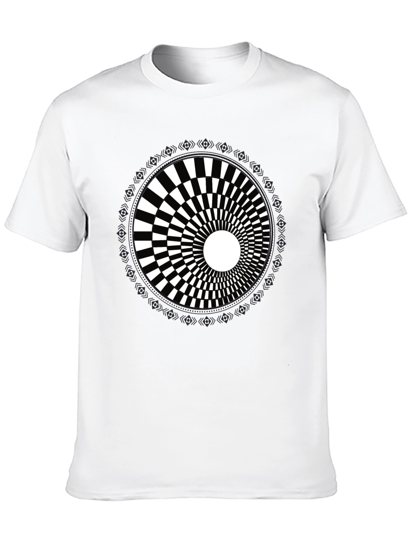 Black Optical Illusion Graphic Tee - Black Cotton Blend view 10