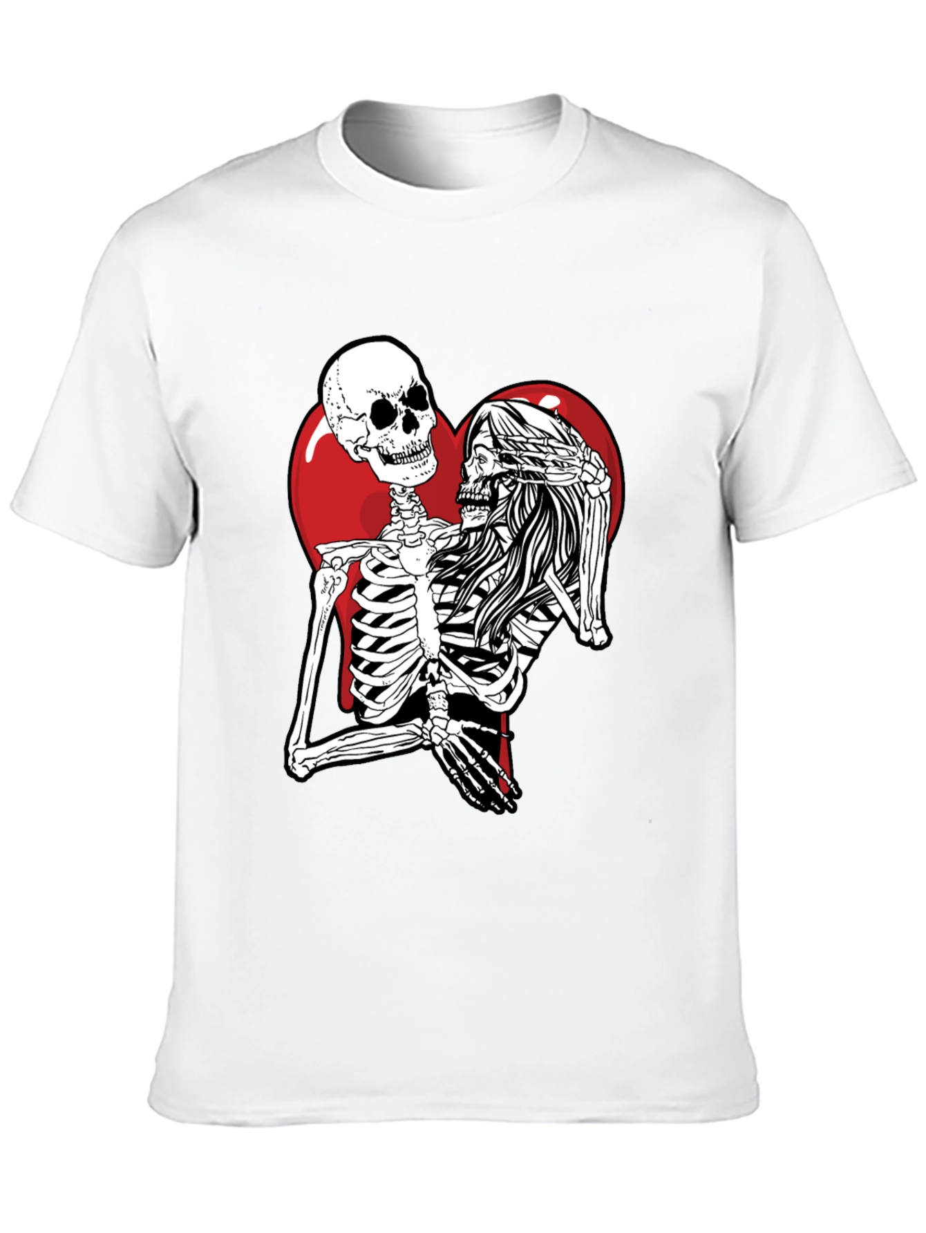 Black Skeleton Love Black T-Shirt - Unique Graphic Tee view 10