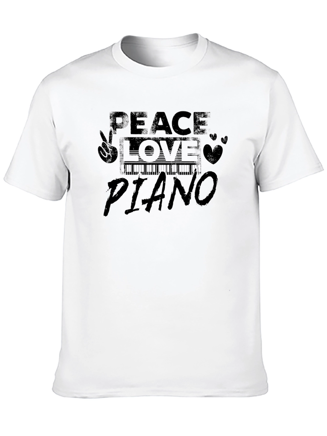 Black Peace Love Piano Black Graphic T-Shirt view 10