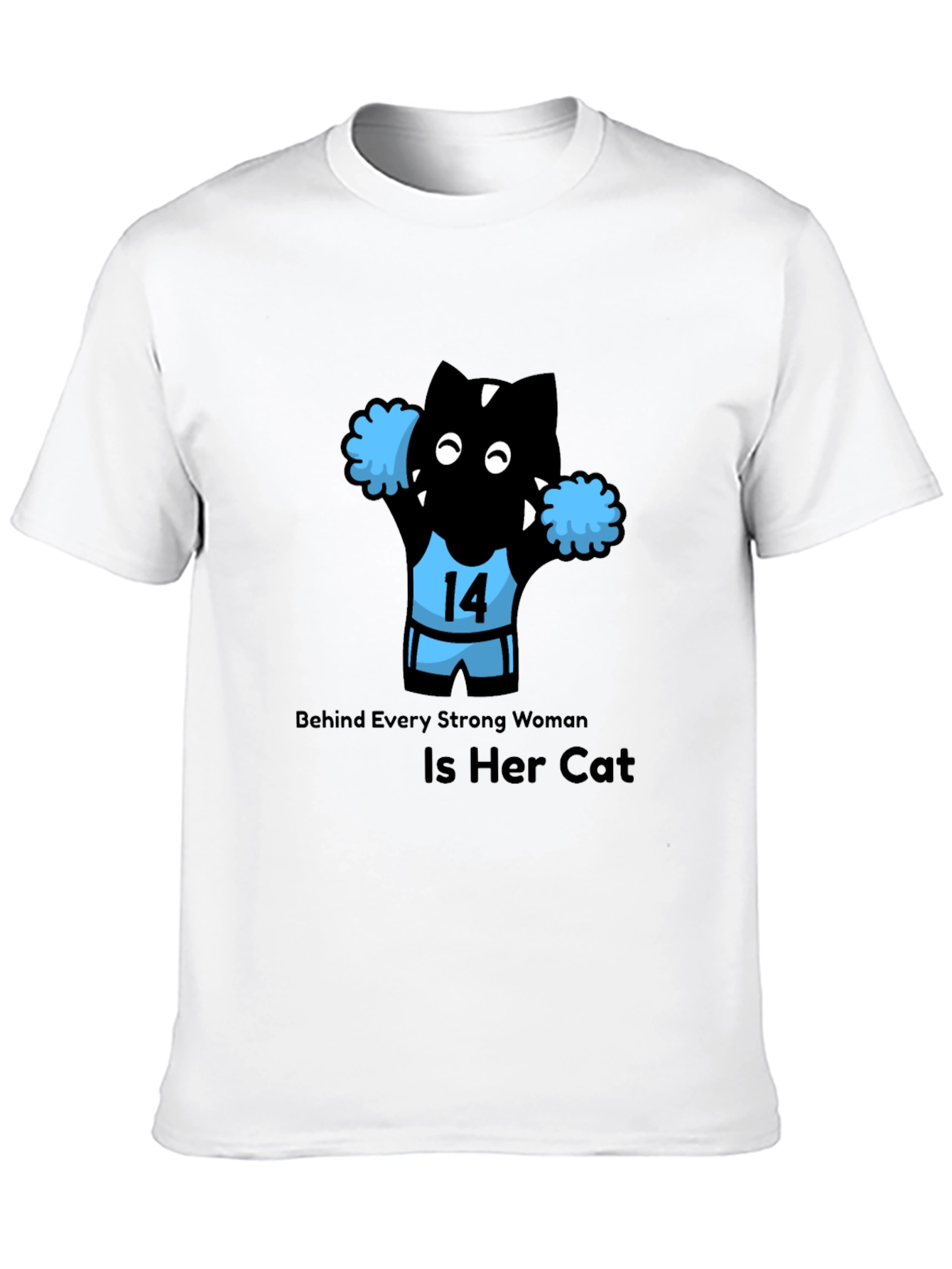 Black Funny Cat Cheerleader T-Shirt - Strong Women Support Cats! view 10