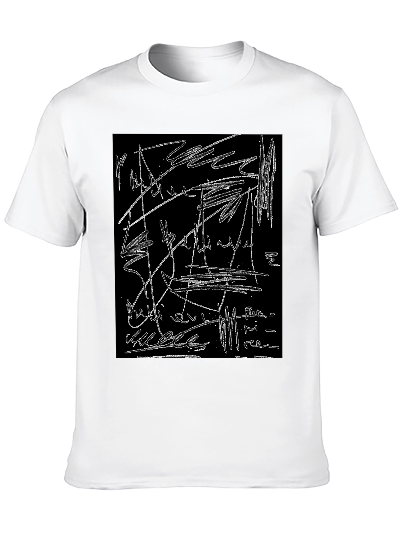 Black Abstract Scribble Graphic Black T-Shirt view 10