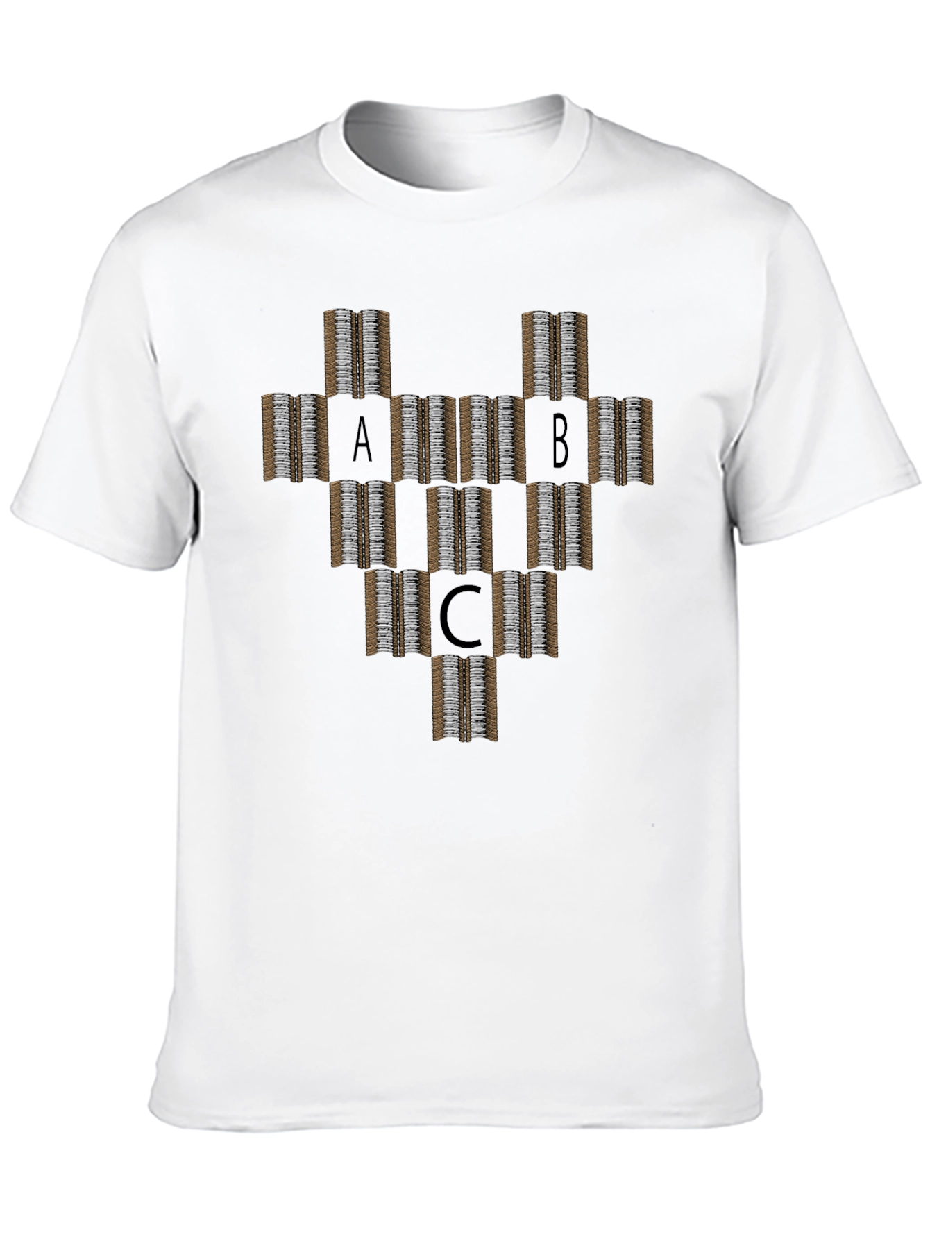 Black Abstract ABC T-Shirt - Geometric Design - Casual Wear view 10