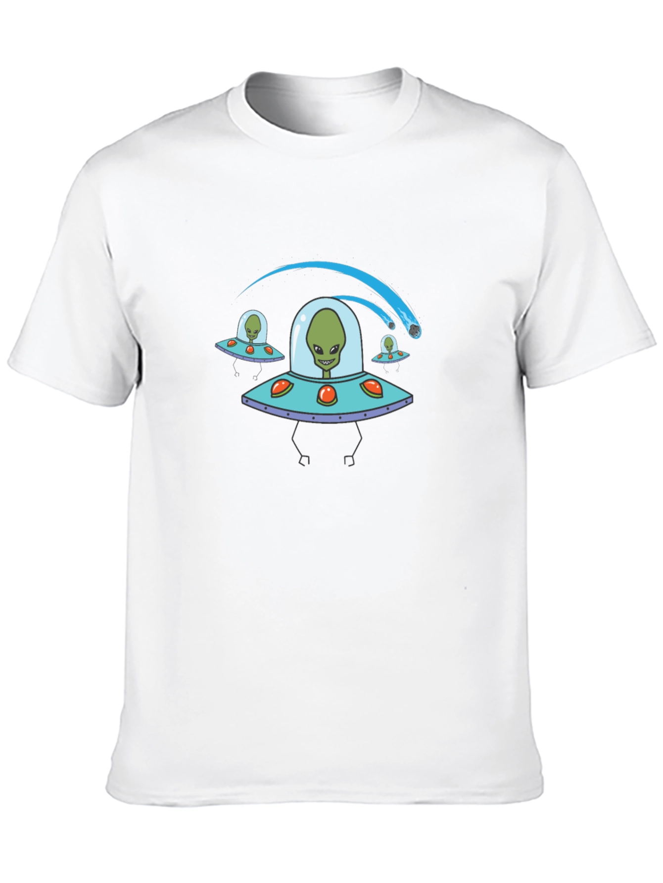 Black Alien UFO Invasion Black Graphic T-Shirt view 10