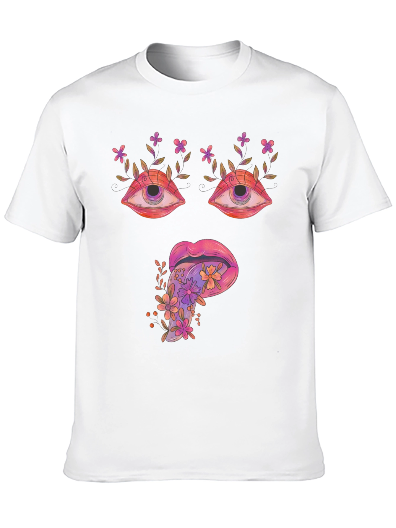 Black Psychedelic Eyes & Tongue Graphic T-Shirt - Black view 10
