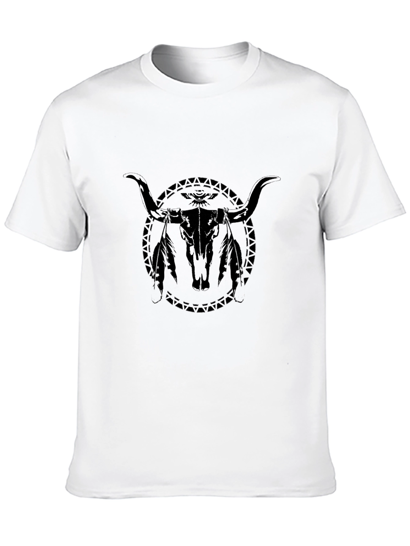 Black Bull Skull Graphic Tee - Western Style - 10