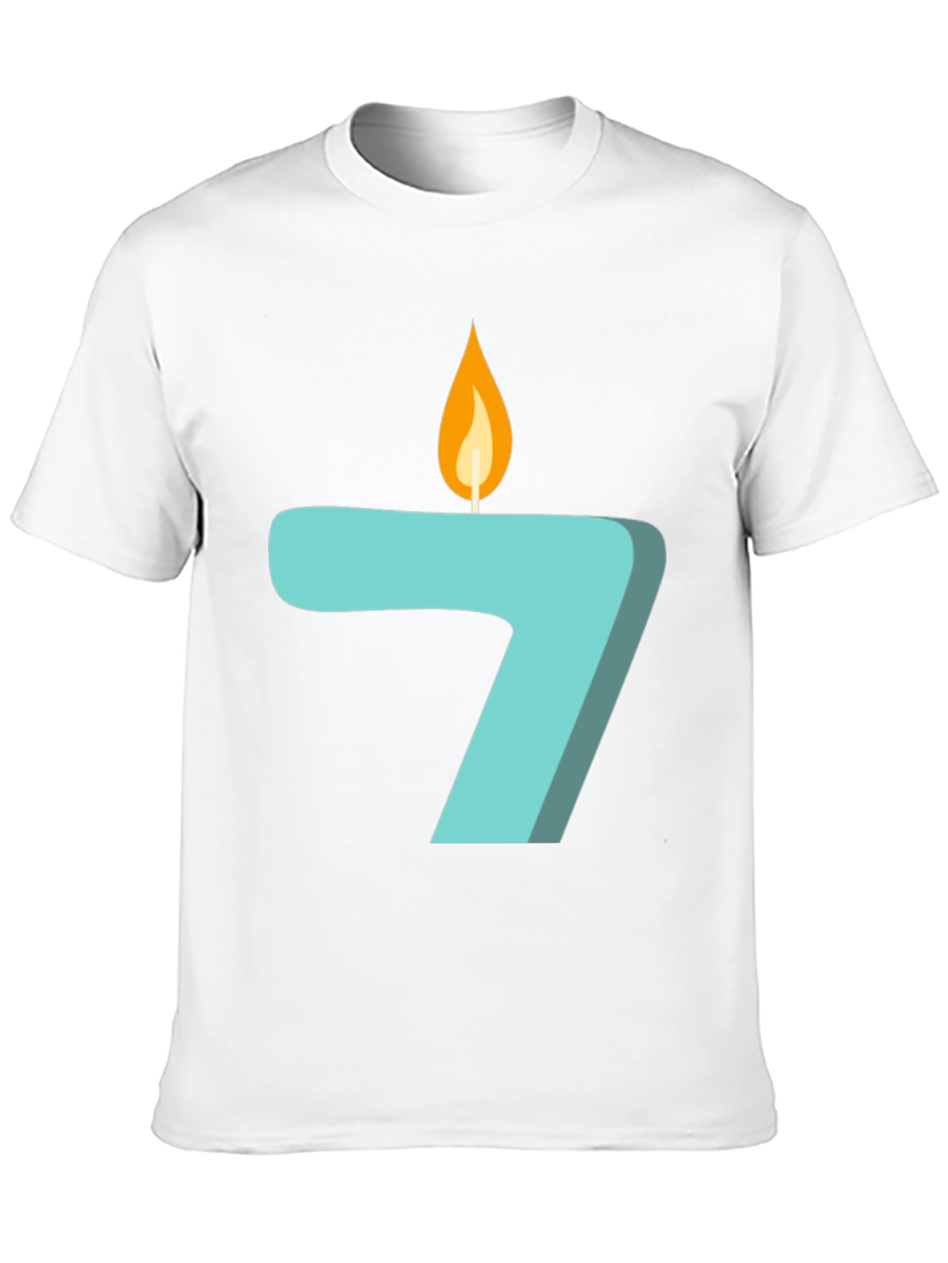 Black Number 7 Birthday Candle Graphic T-Shirt view 10