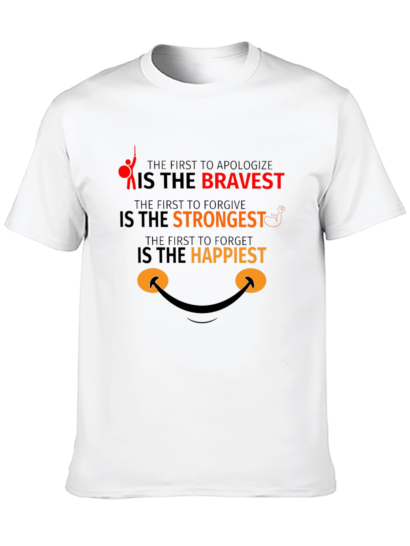 Black Bravery Strongest Happy T-Shirt view 10