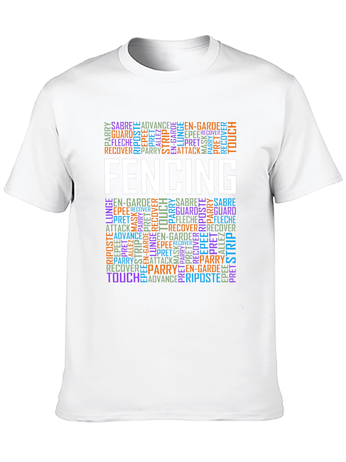 Black Fencing Word Art Graphic T-Shirt view 10
