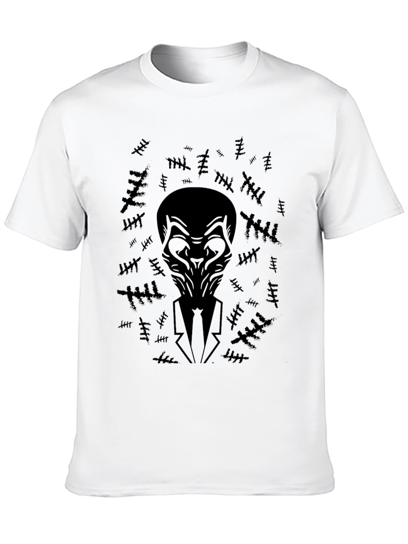 Black Black T-Shirt with Abstract Figure view 10