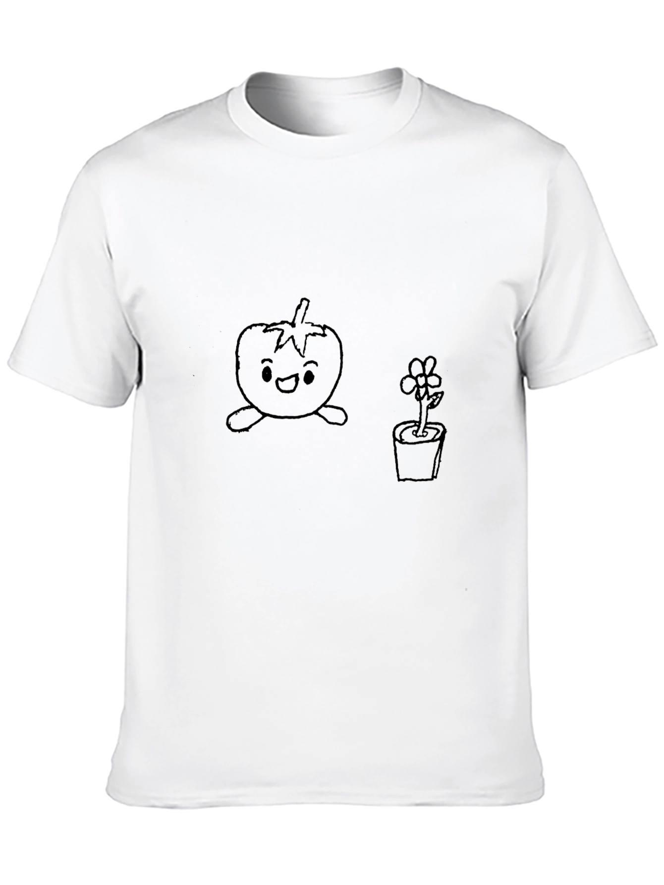 Cute Tomato & Flower Graphic T-Shirt - Unisex Black Tee - 10